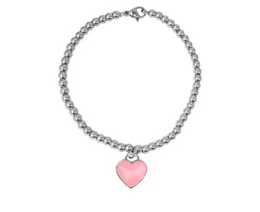 Pulseira Bolinha Coração Resinado