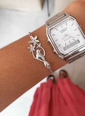 Pulseira Pássaro com Flores