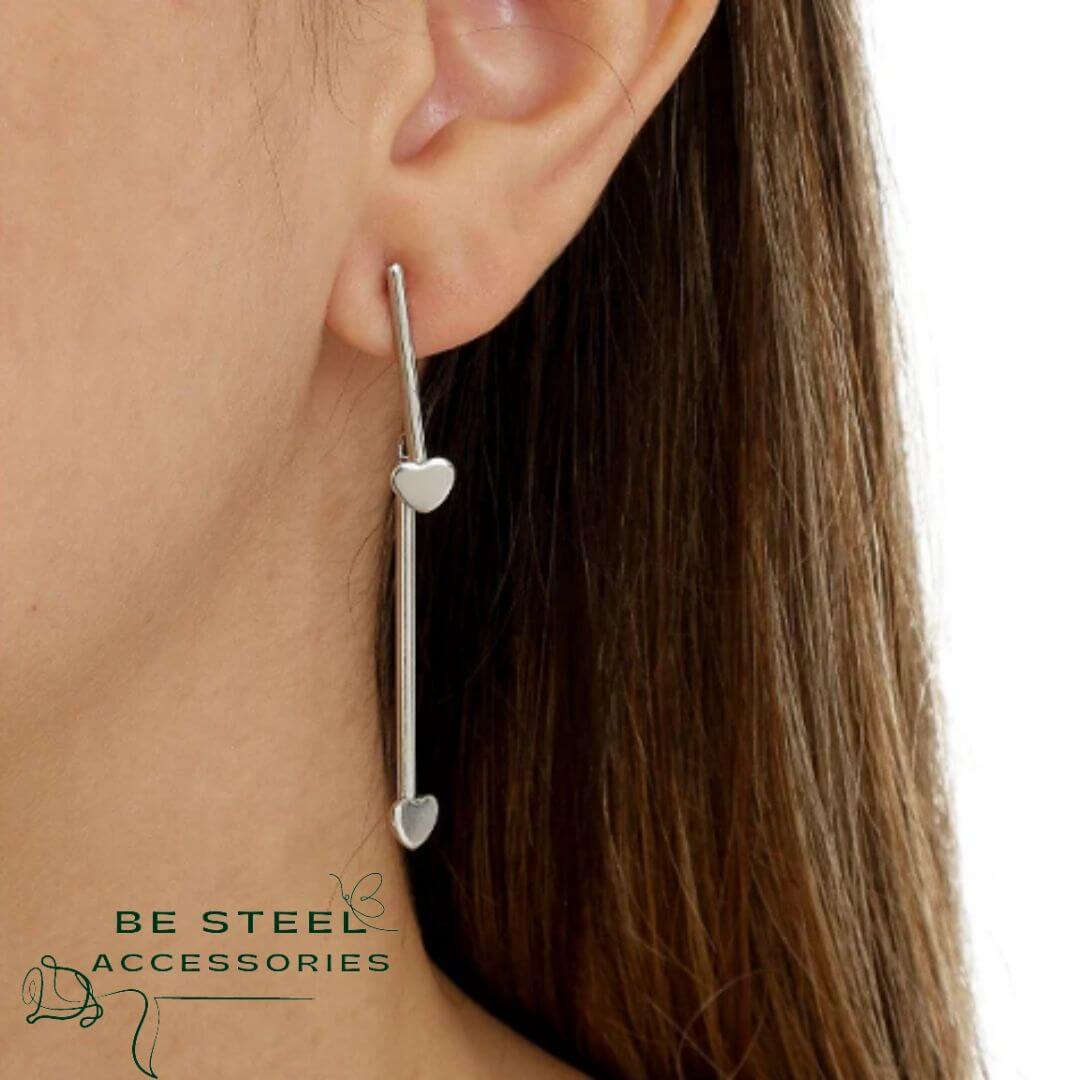 Brinco Palito Duplo Coração