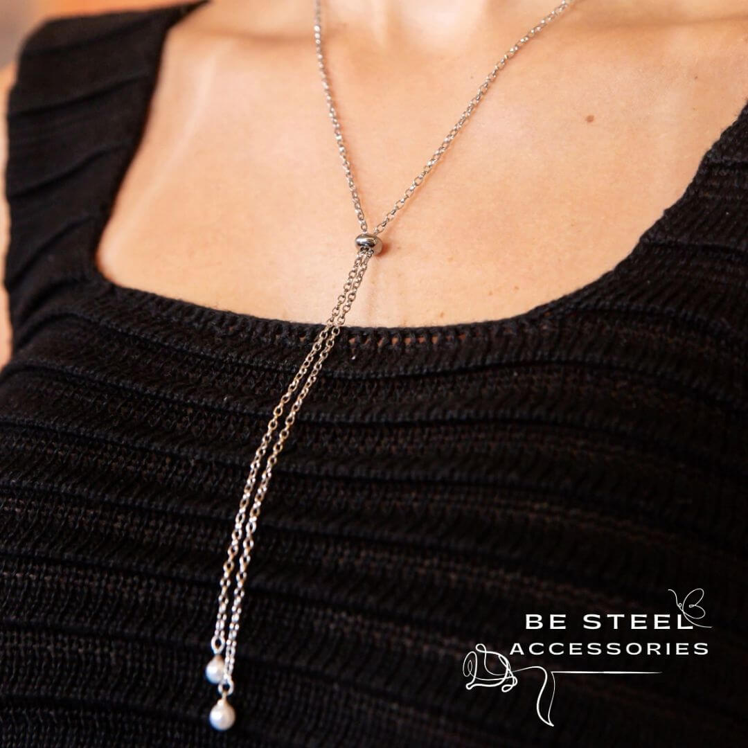 Colar Gravata Pérola