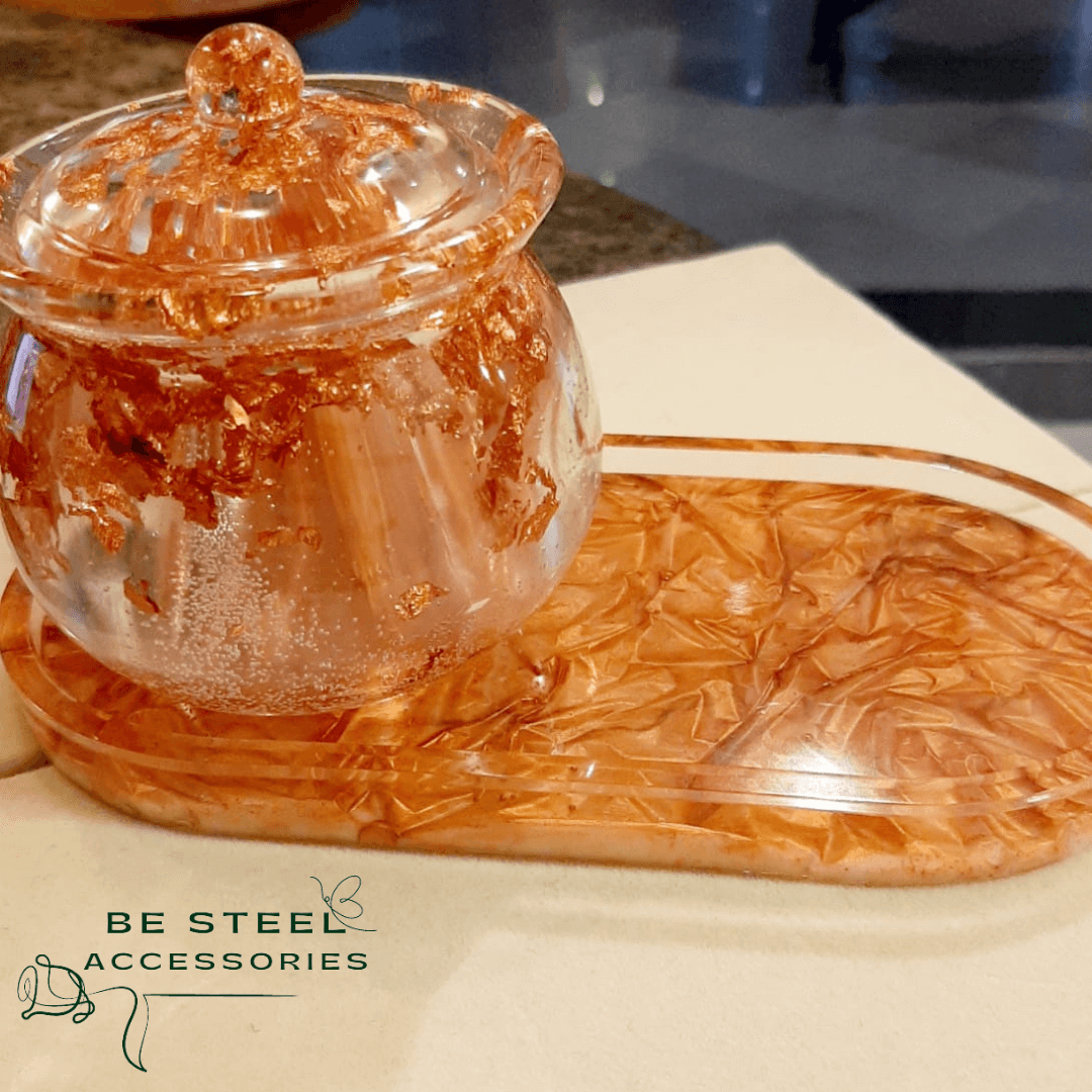 Conjunto Bandeja e Pote Tecido