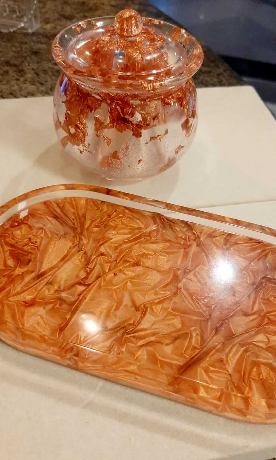 Conjunto Bandeja e Pote Tecido