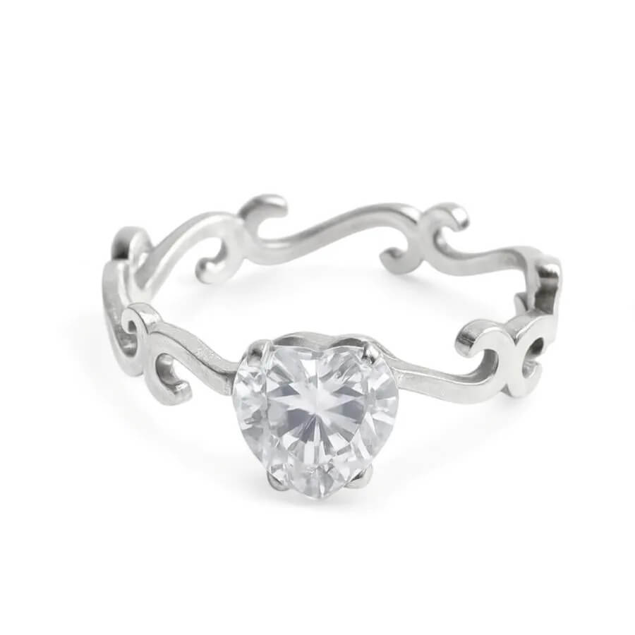 Anel Solitário Zircônia Coração