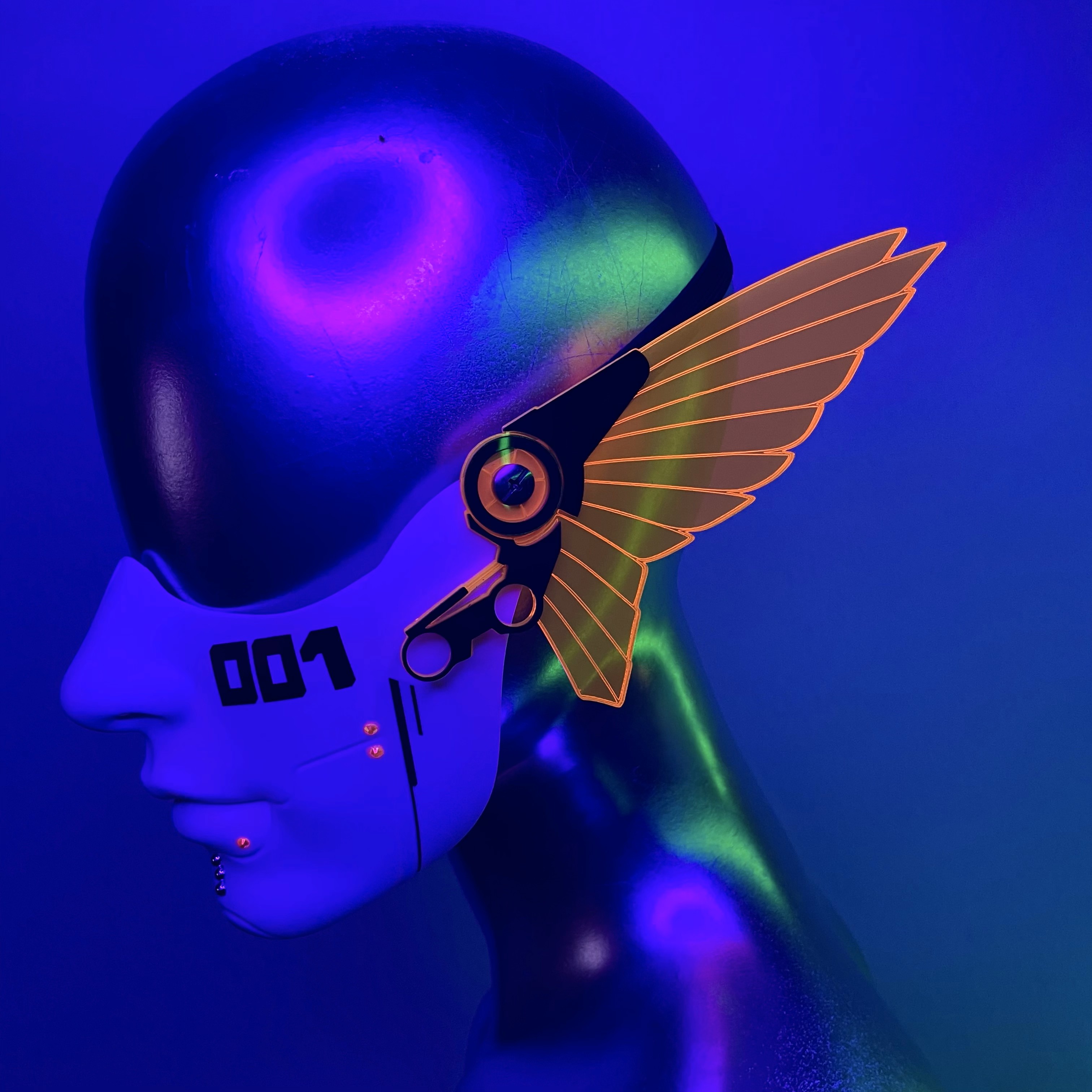 CYBERPUNK MECHA HALF MASK-NEON ORANGE