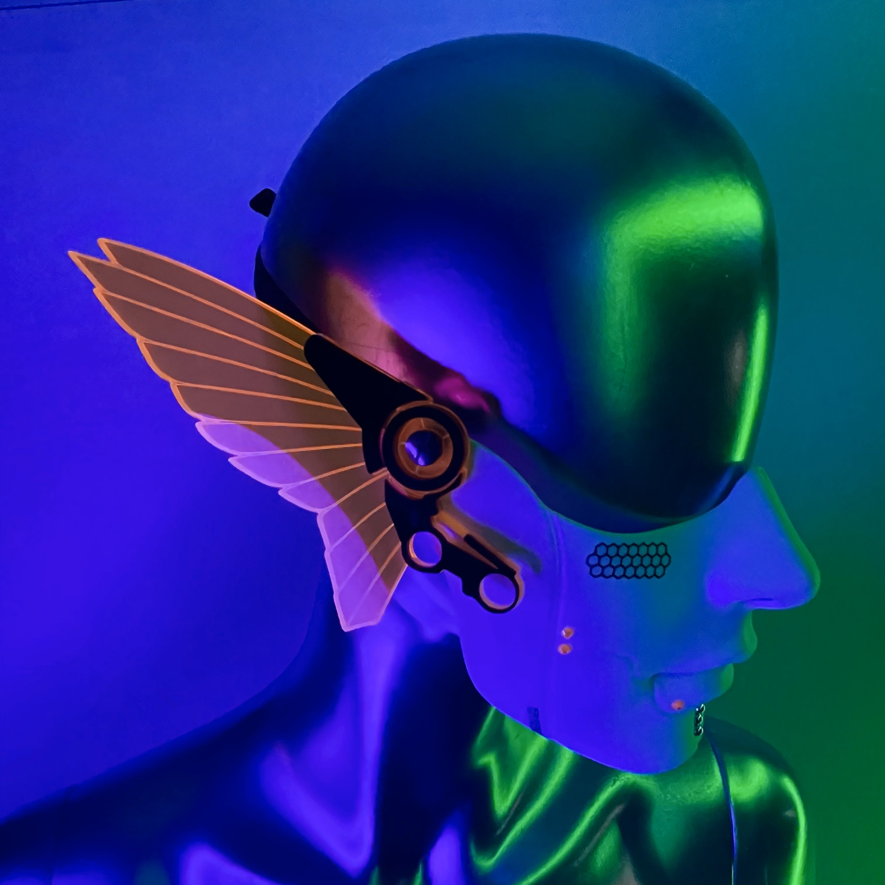 CYBERPUNK MECHA HALF MASK-NEON ORANGE