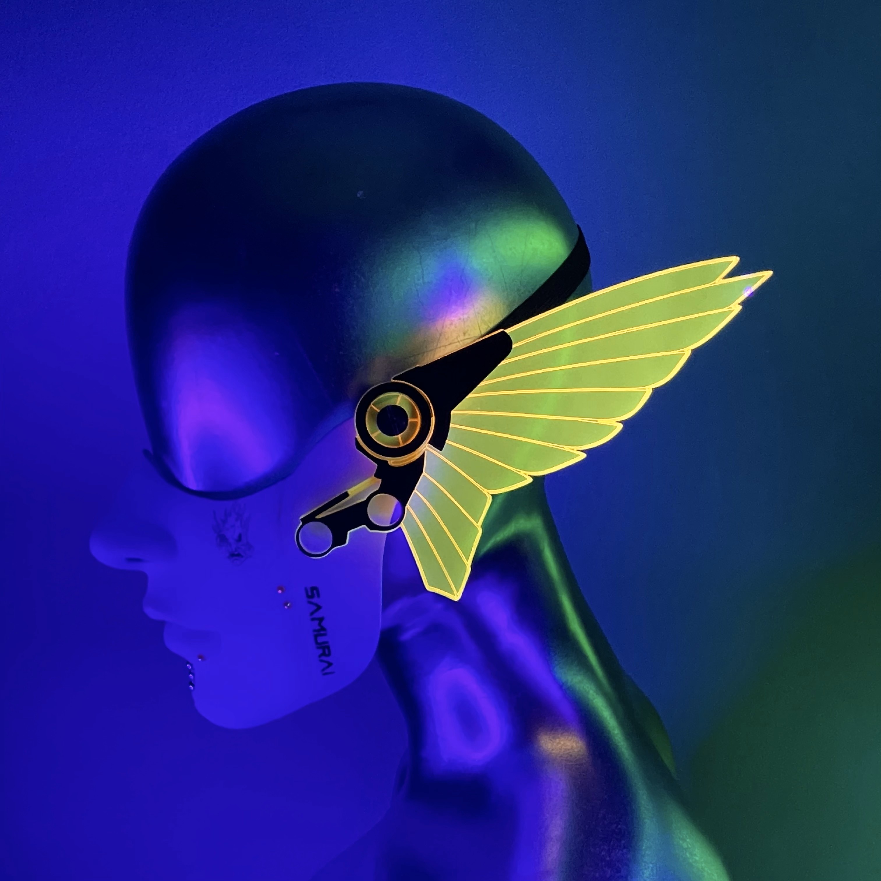 CYBERPUNK 2077 MECHA HALF MASK-NEON YELLOW