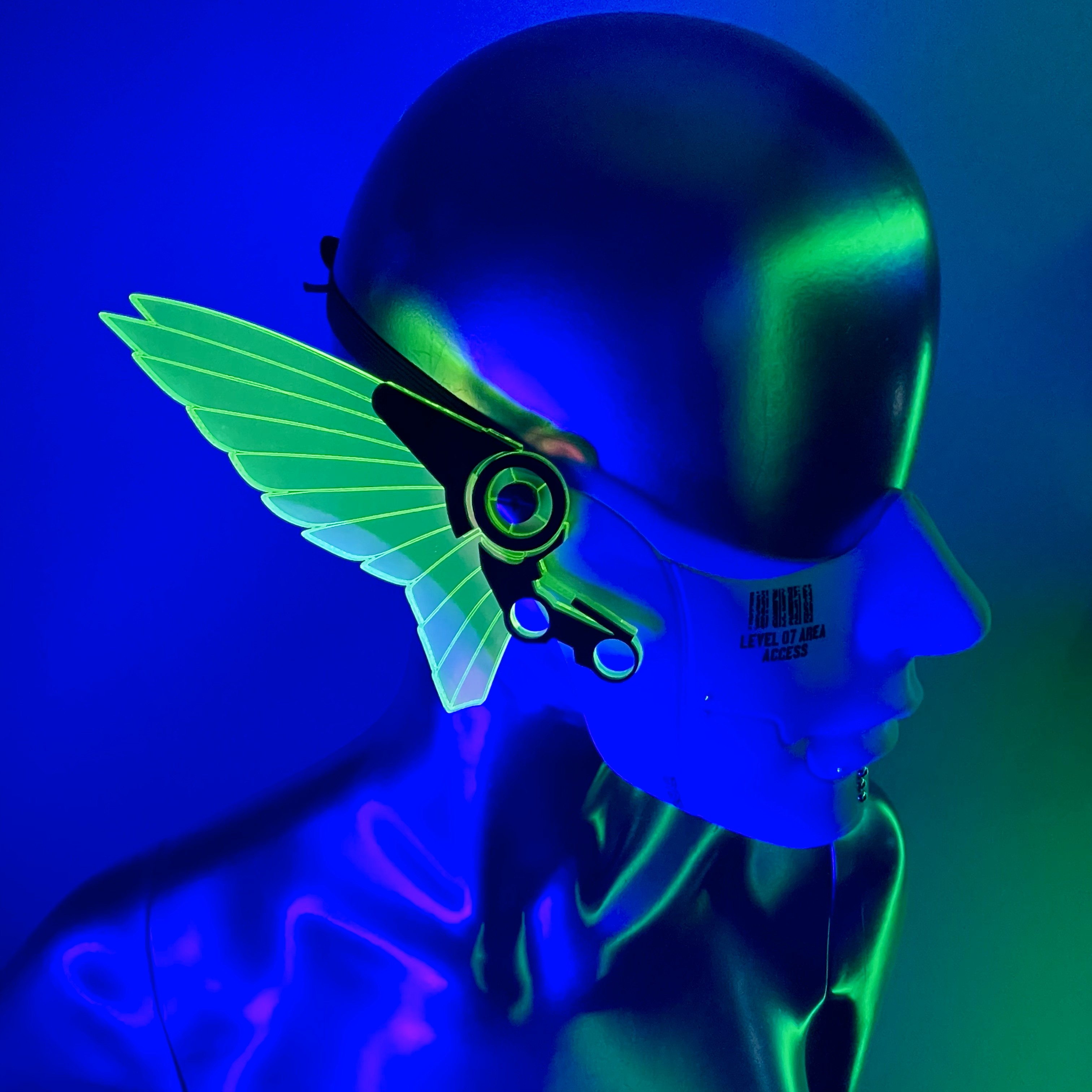 CYBERPUNK MECHA HALF MASK-NEON GREEN
