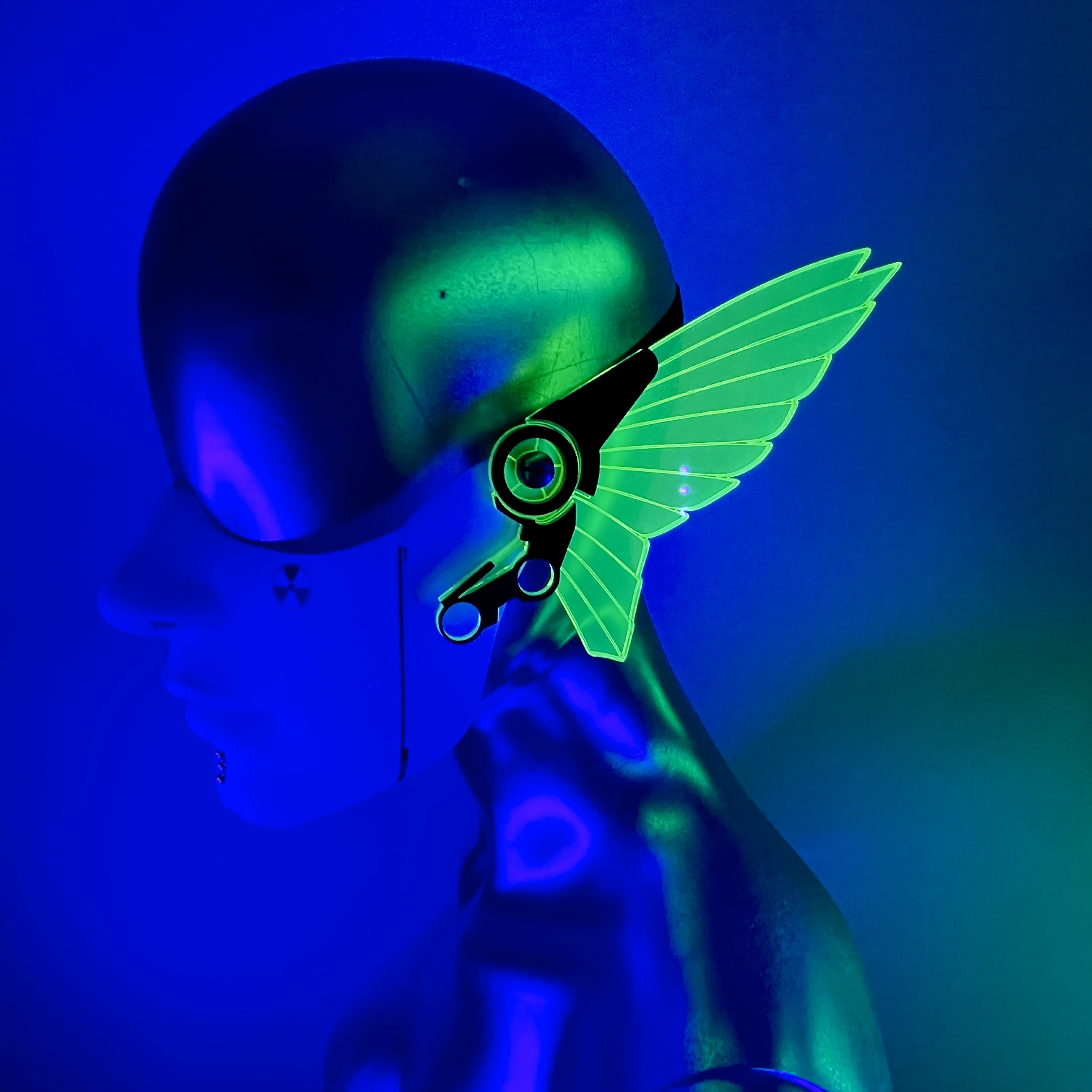 CYBERPUNK MECHA HALF MASK-NEON GREEN