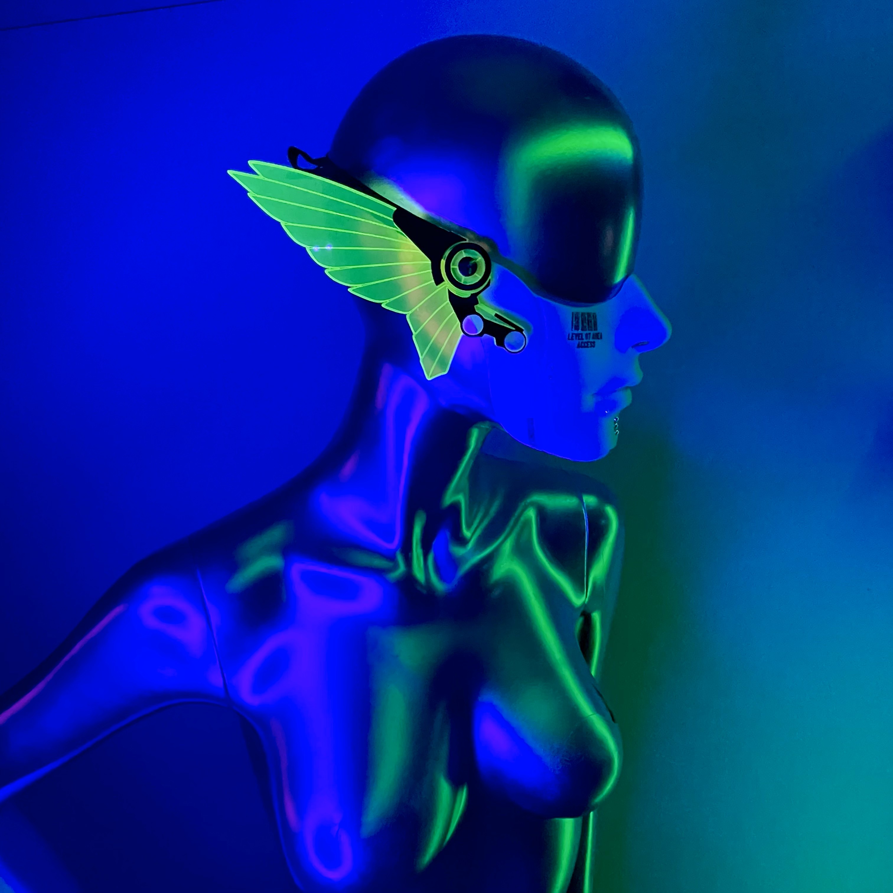 CYBERPUNK MECHA HALF MASK-NEON GREEN