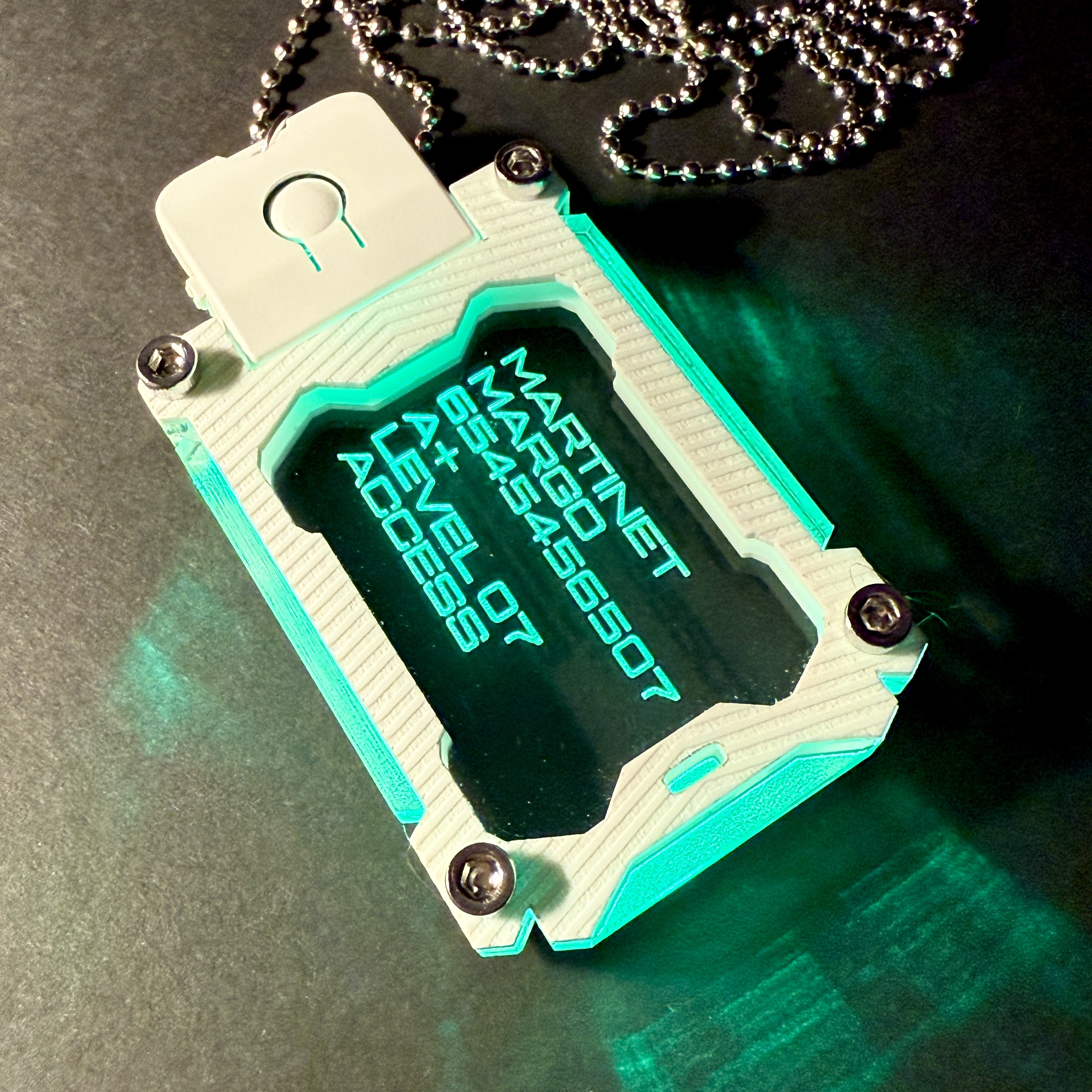 ARCTIC WHITE-CYBERPUNK MILITARY LED DOG TAG