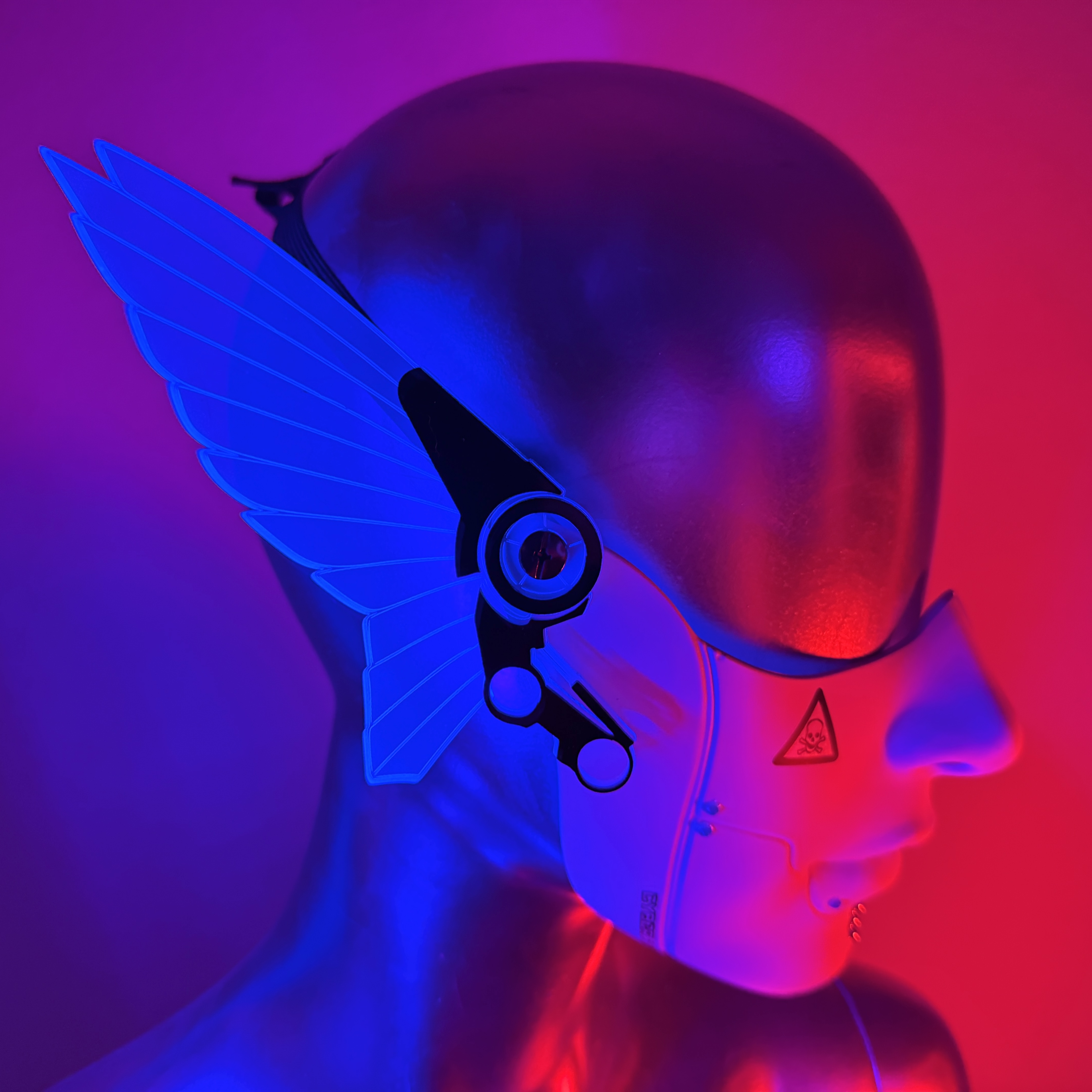 CYBERPUNK MECHA HALF MASK-NEON BLUE