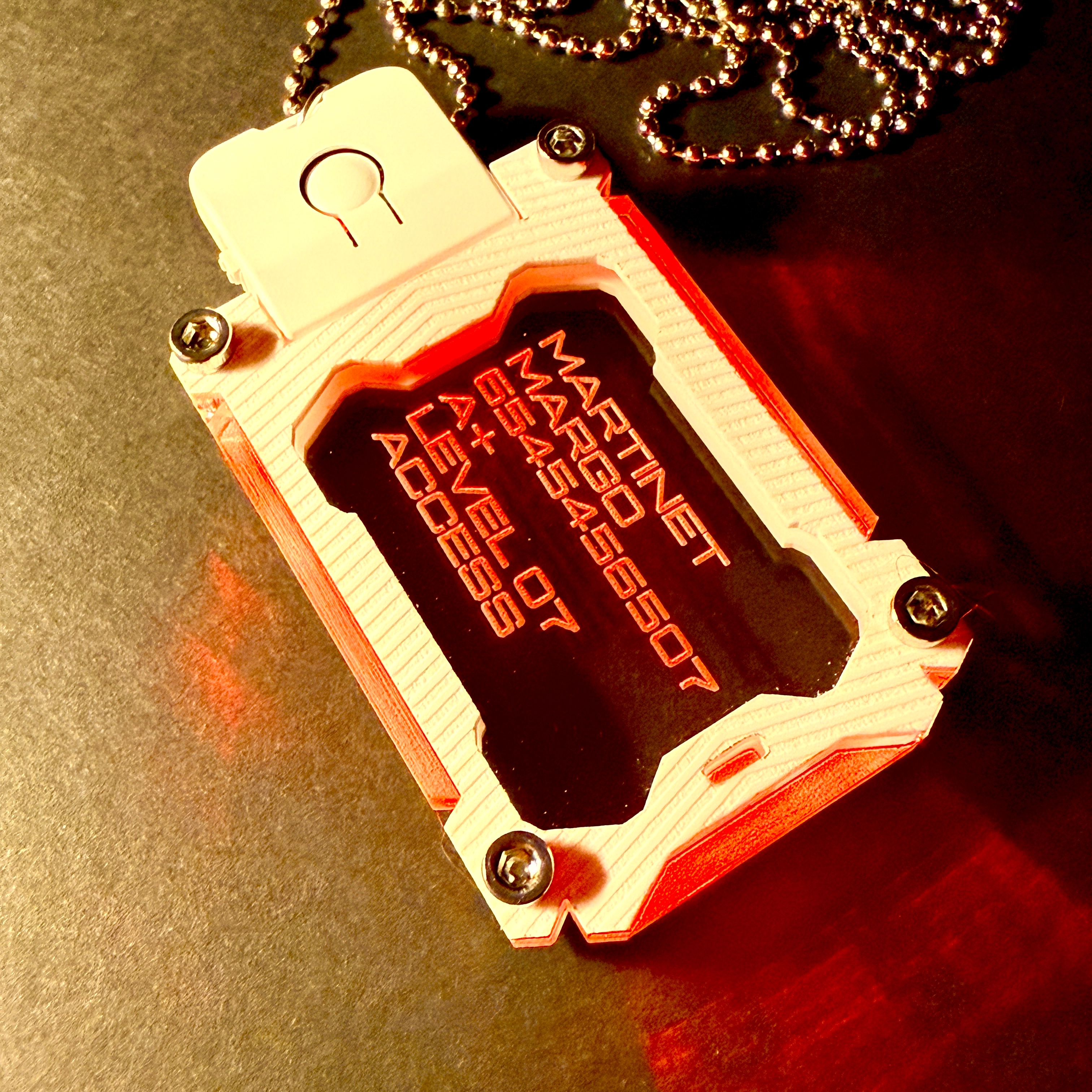 ARCTIC WHITE-CYBERPUNK MILITARY LED DOG TAG
