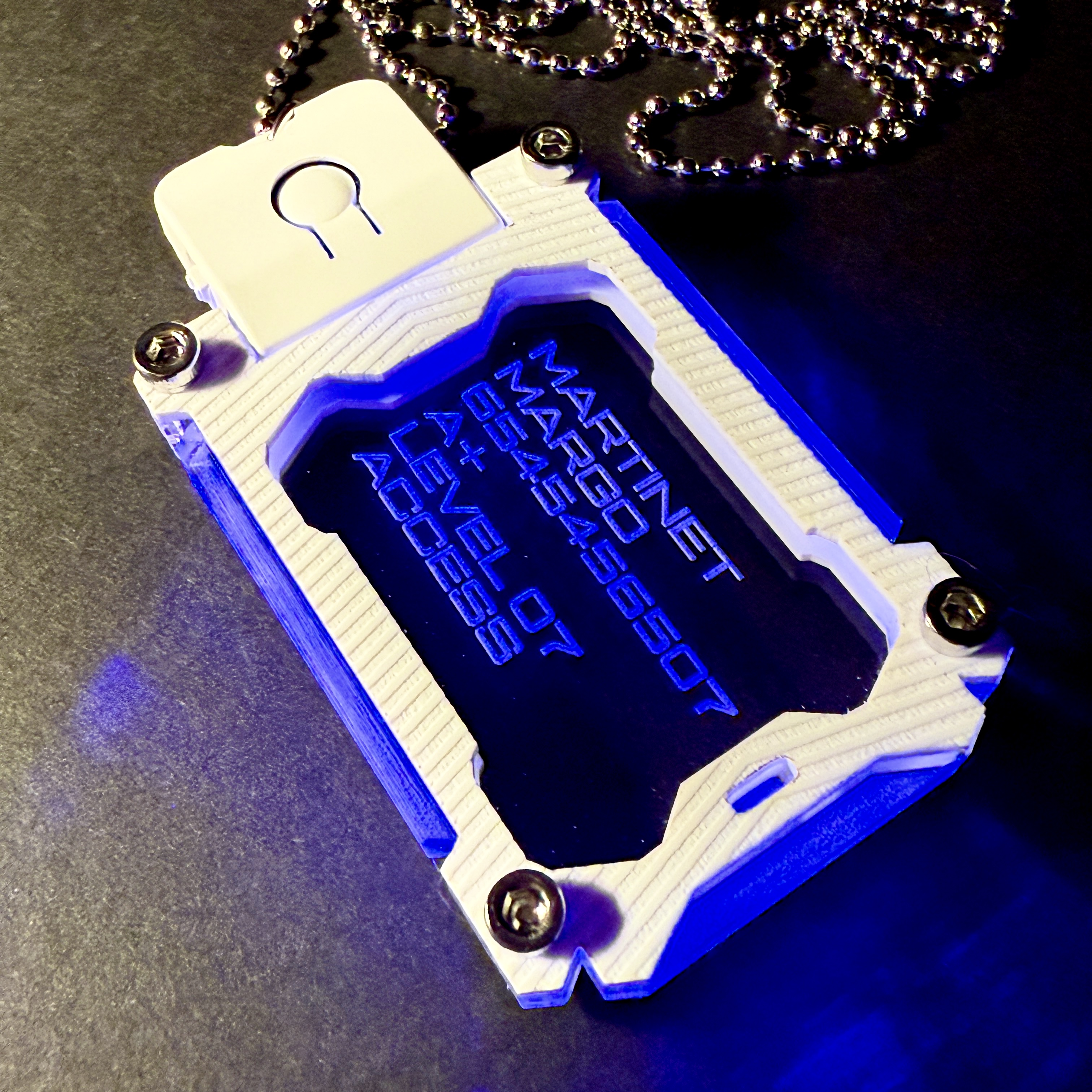 ARCTIC WHITE-CYBERPUNK MILITARY LED DOG TAG