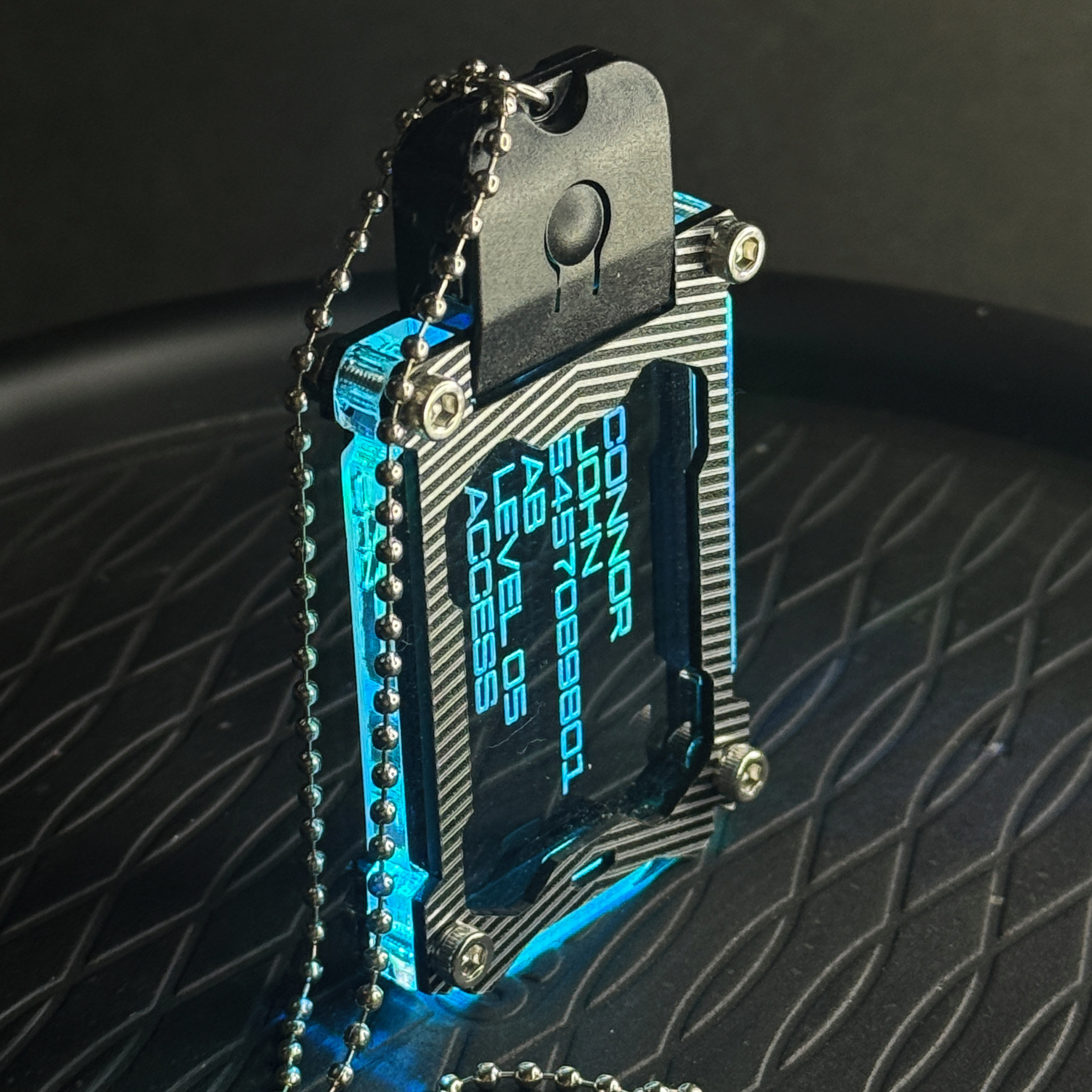 BRUSHED STEEL-CYBERPUNK MILITARY LED DOG TAG