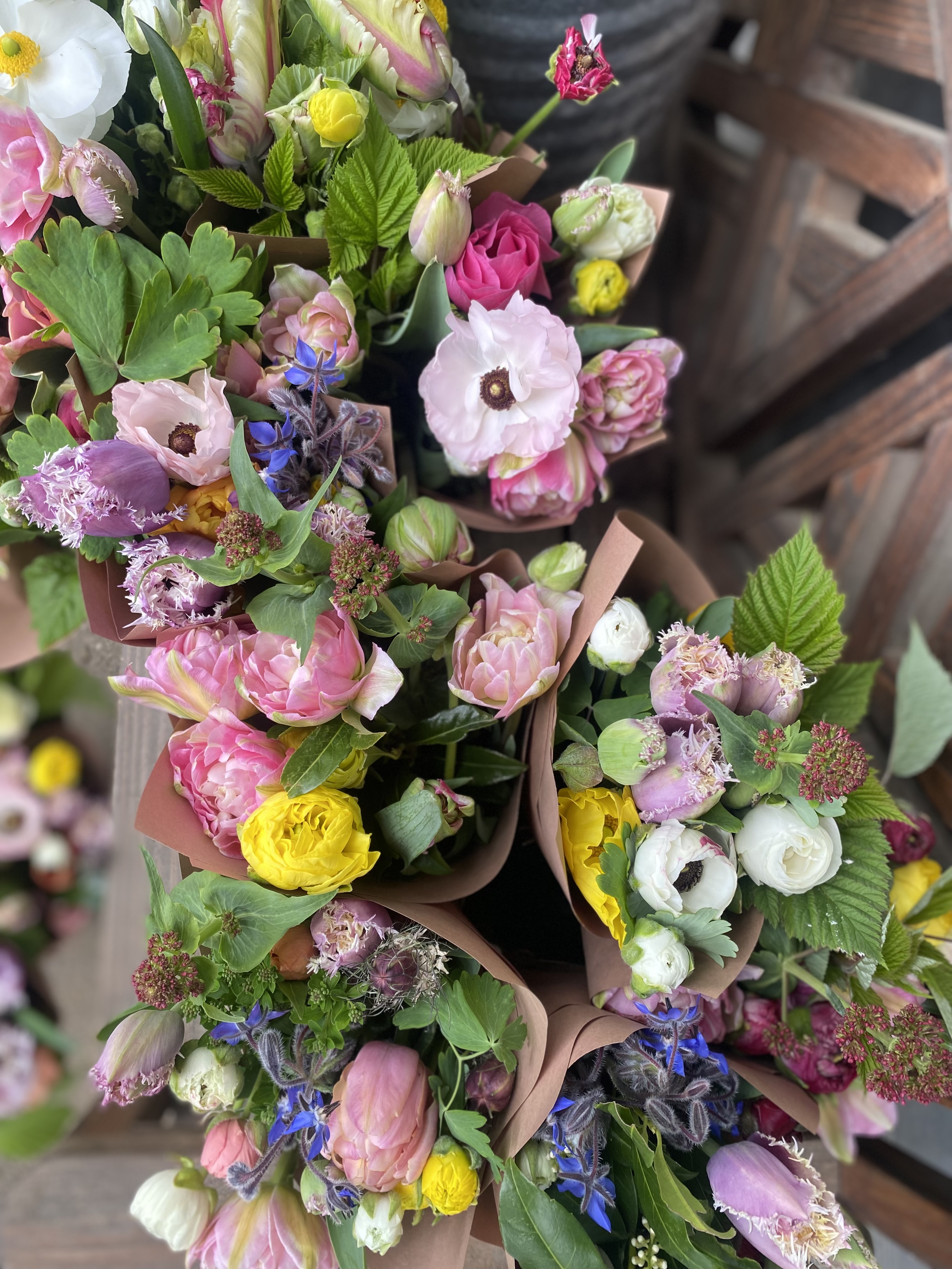 One Month of Weekly Bouquets (paper wrapped)