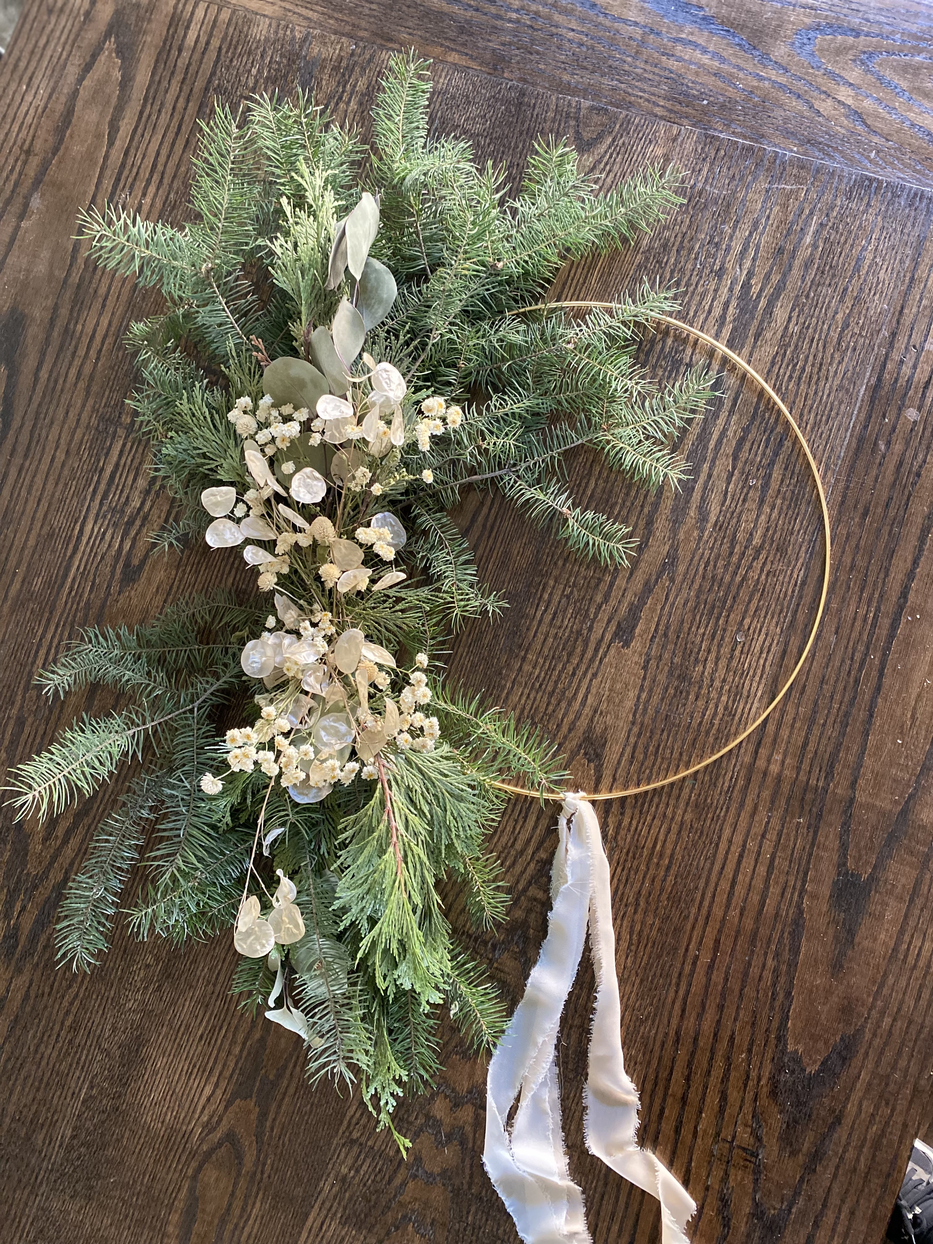 Gold Hoop Wreath with Dried Flowers - 2 Color Palettes & 3 Sizes Available