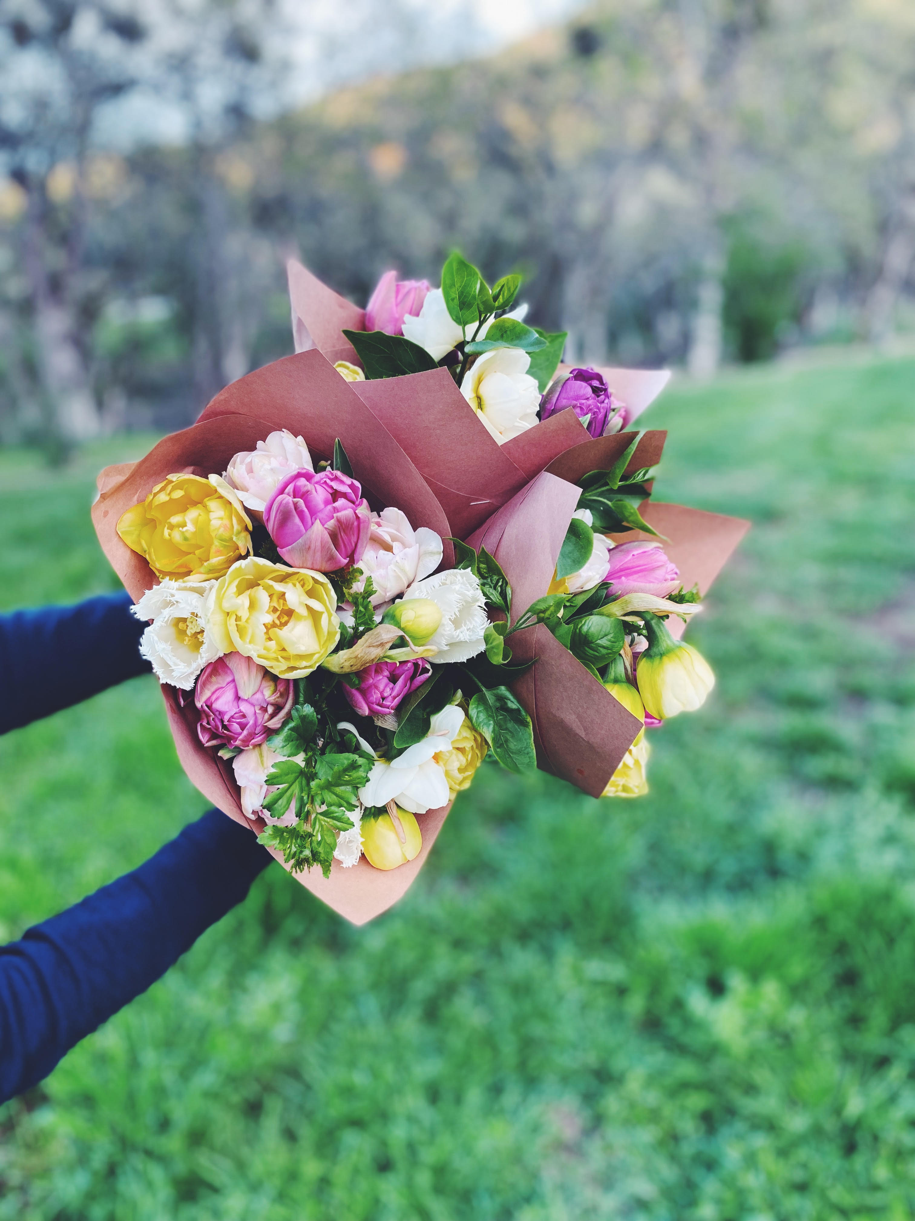 One Month of Weekly Bouquets (paper wrapped)