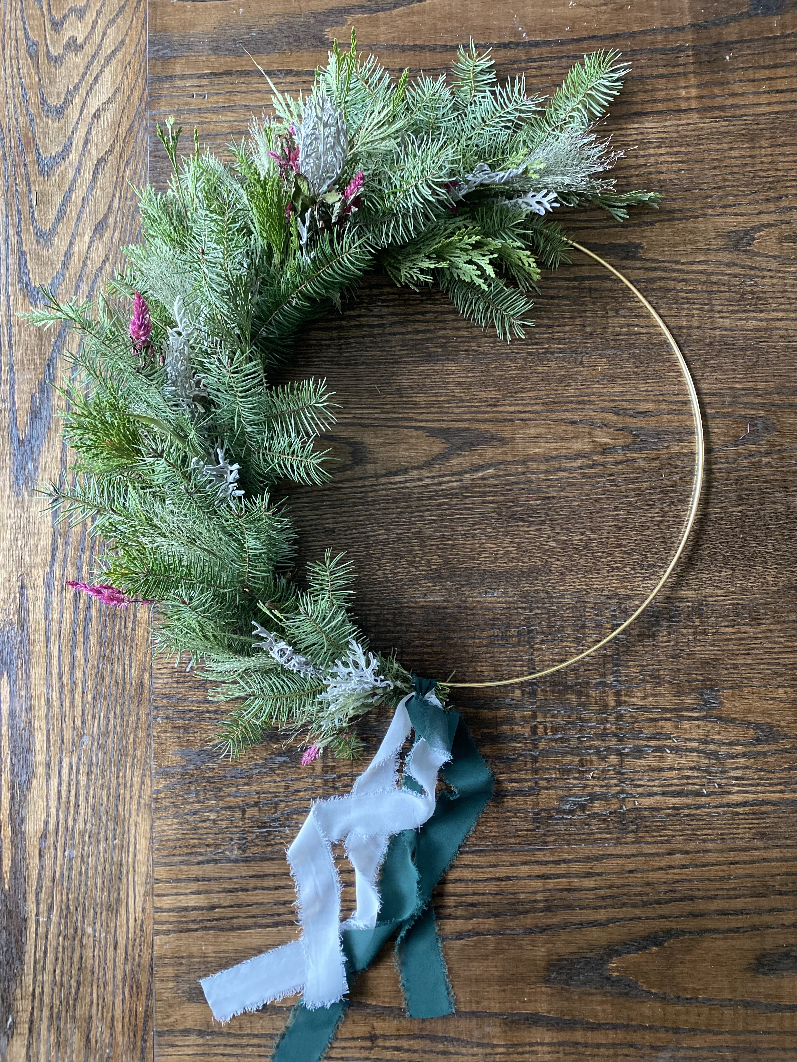Evergreen Gold Hoop Wreath - 3 Sizes Available