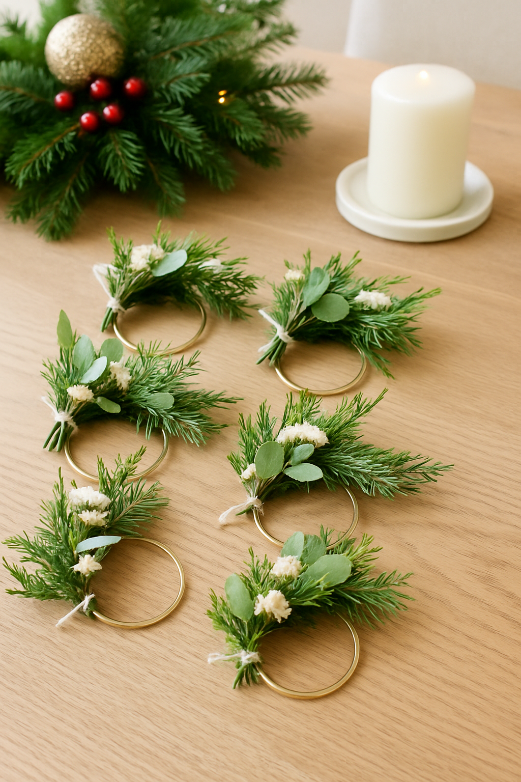 Mini Evergreen Wreath - Set of 4