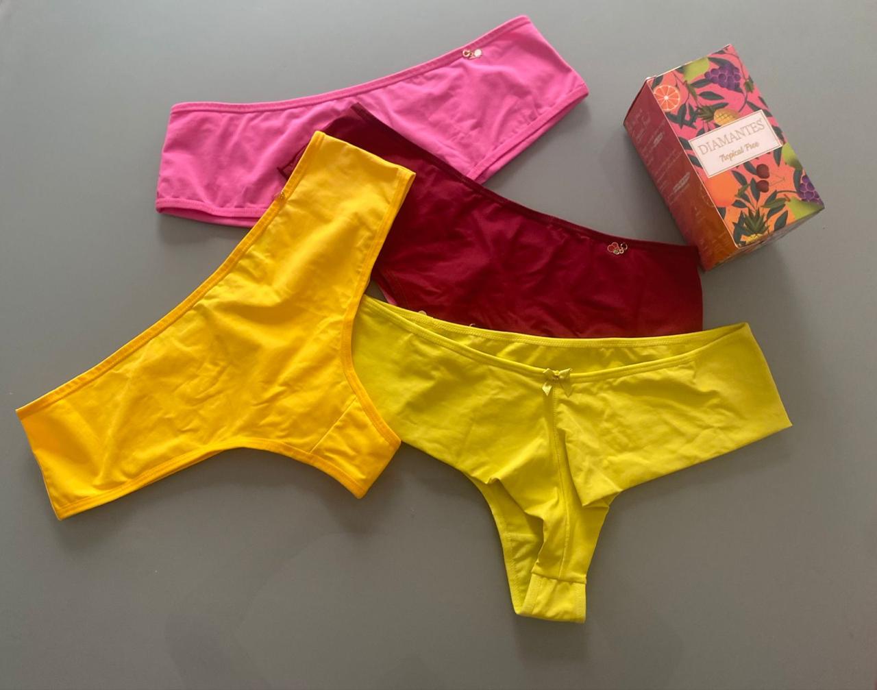 Kit de Calcinhas Microfibras Diamantes