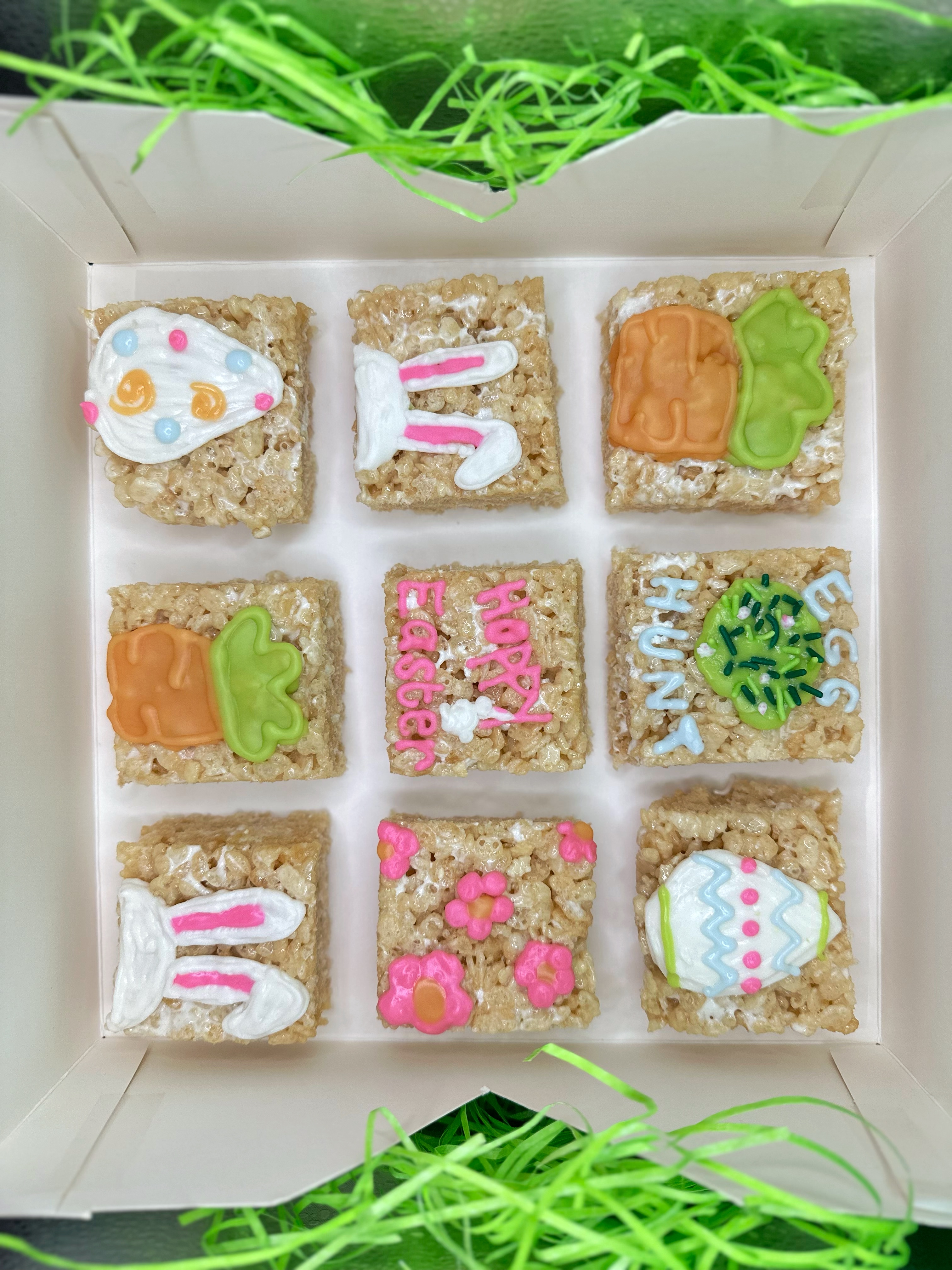 Custom Royal Icing Decorated Rice Crispy Squares