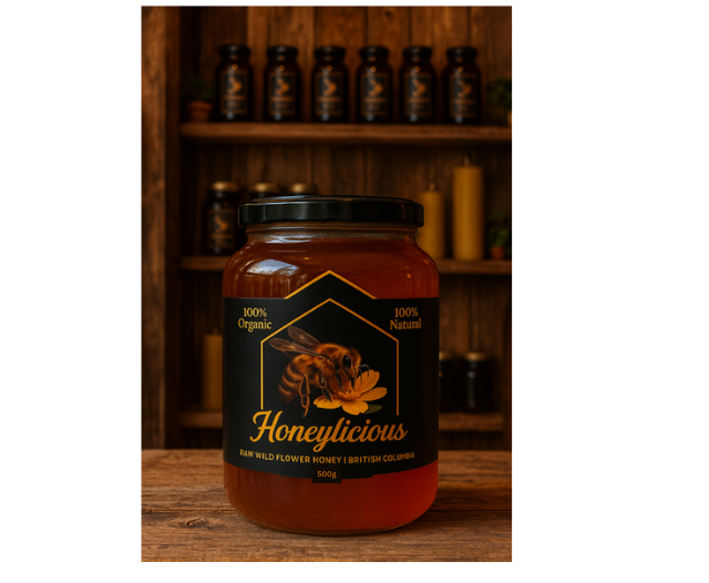 Honeylicious-  Pure, Raw Premium Canadian Wild Flower Honey500G