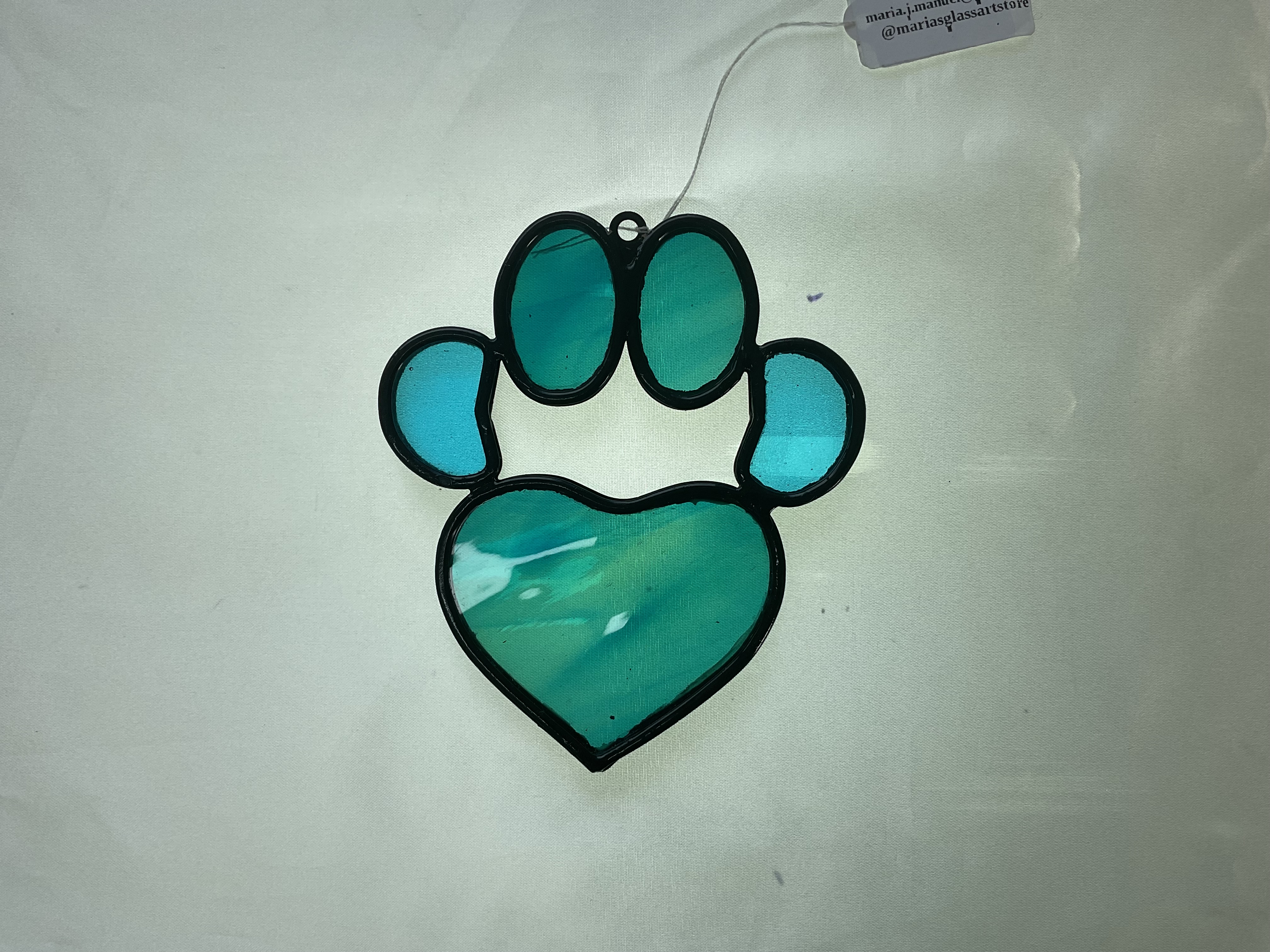 Stained Glass small Paw Print Ornament