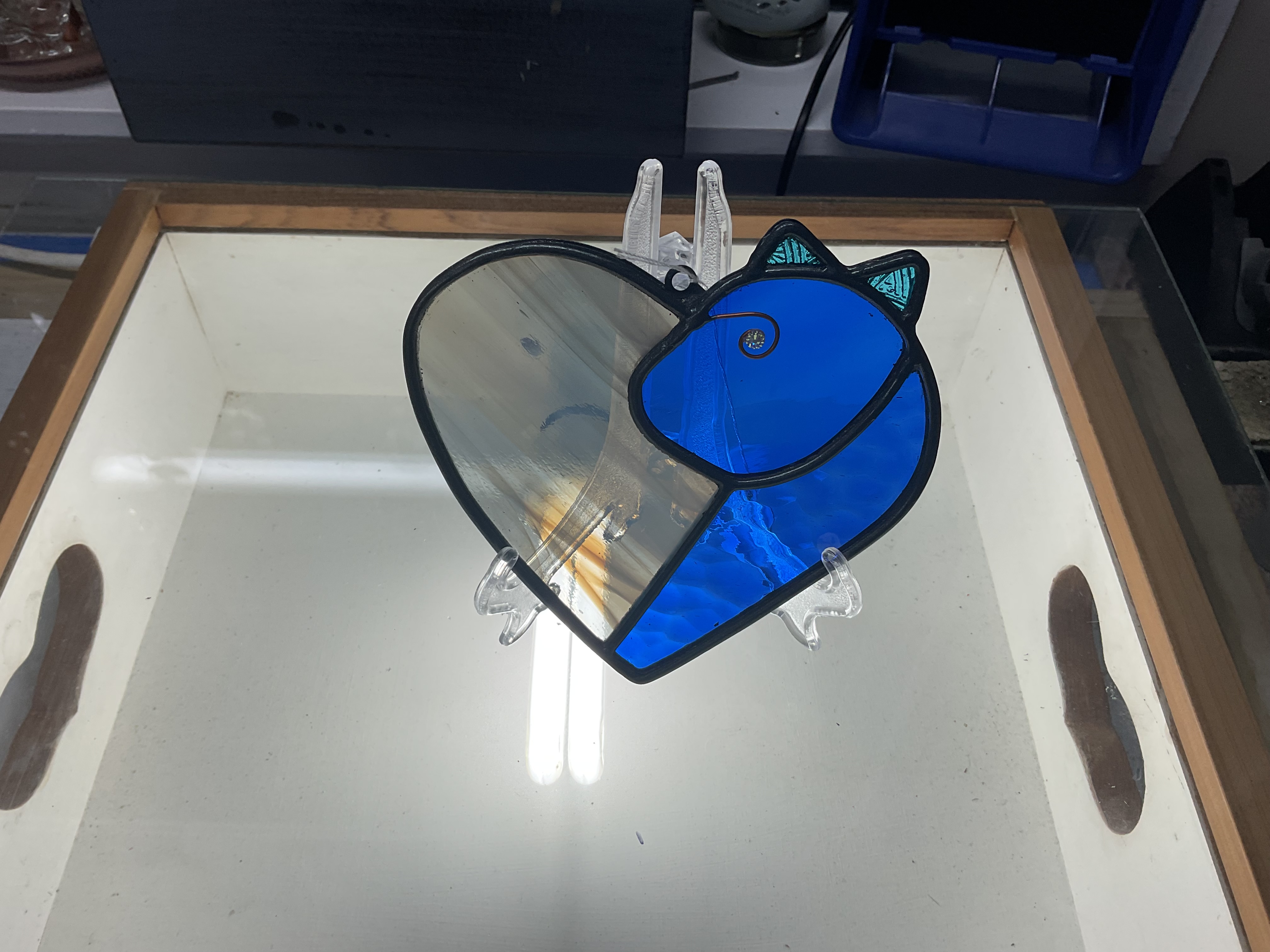 Stained Glass Cat Heart Sun catcher