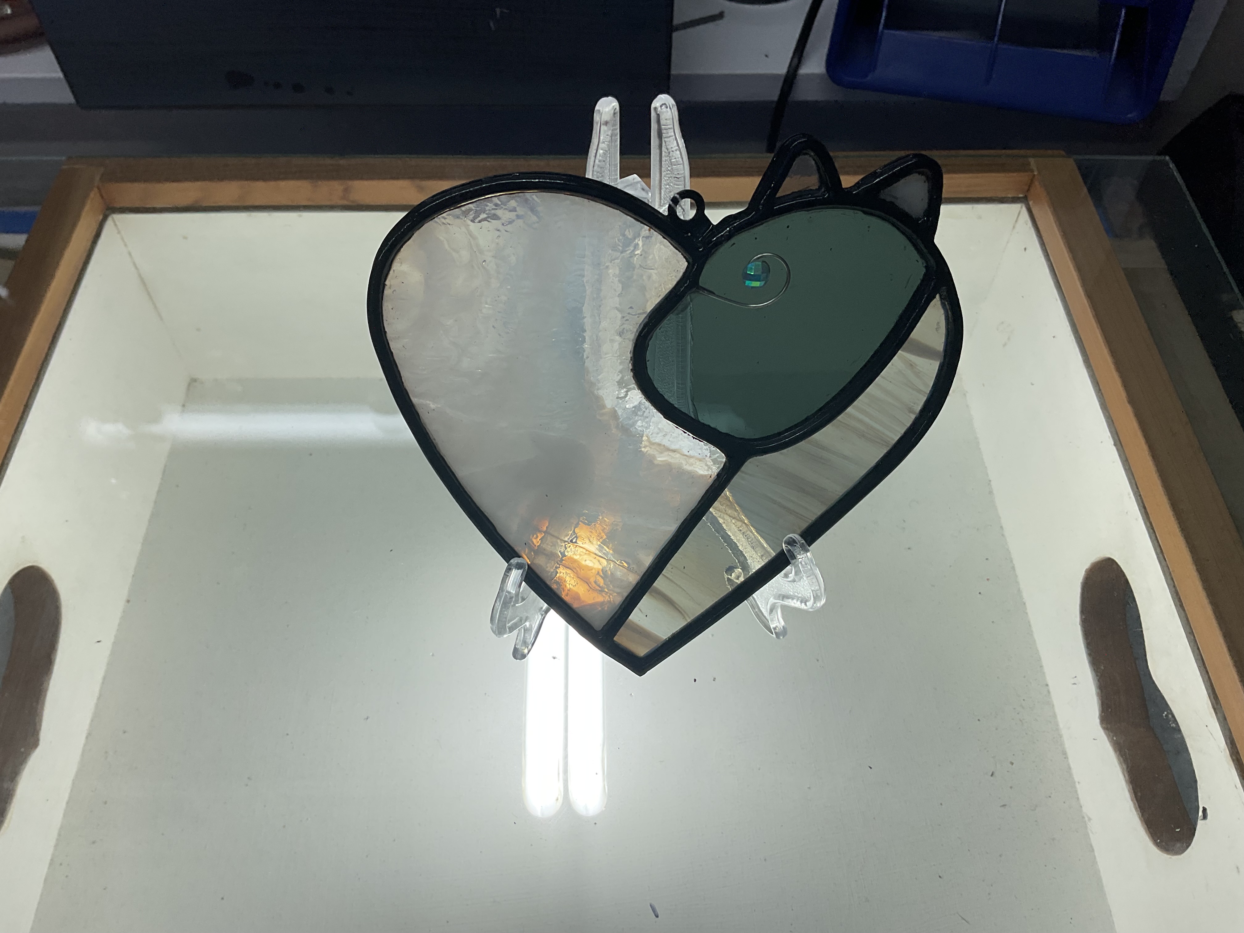 Stained Glass Cat Heart Sun catcher