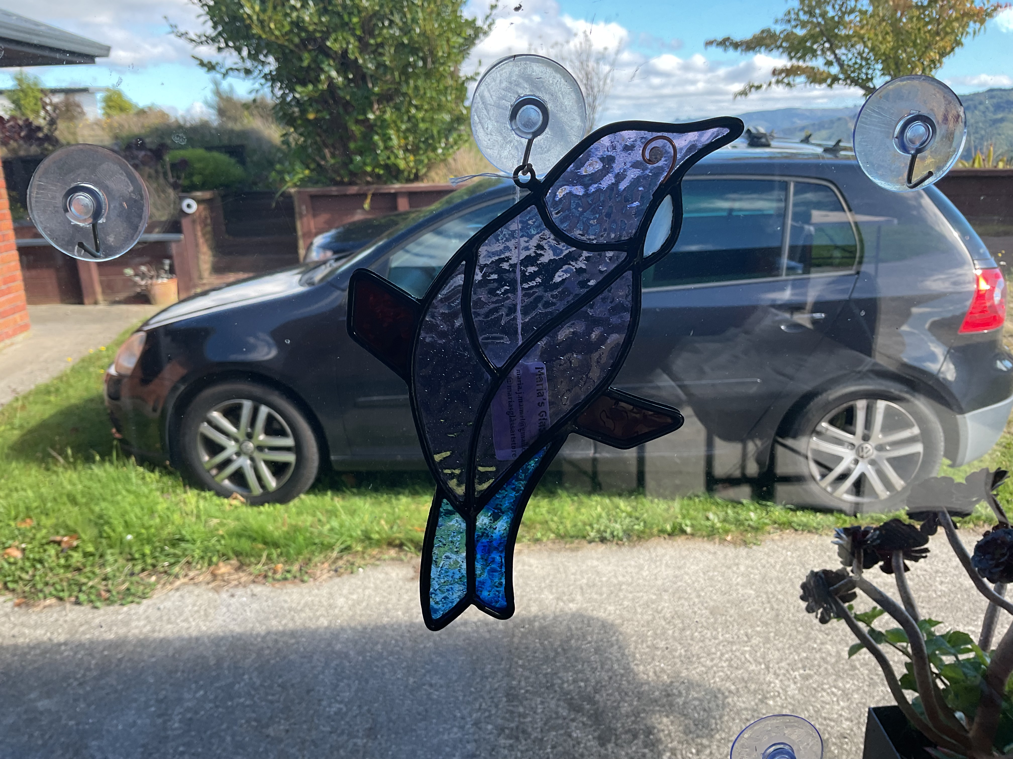 Stained Glass NZ Tui Bird Suncatcher