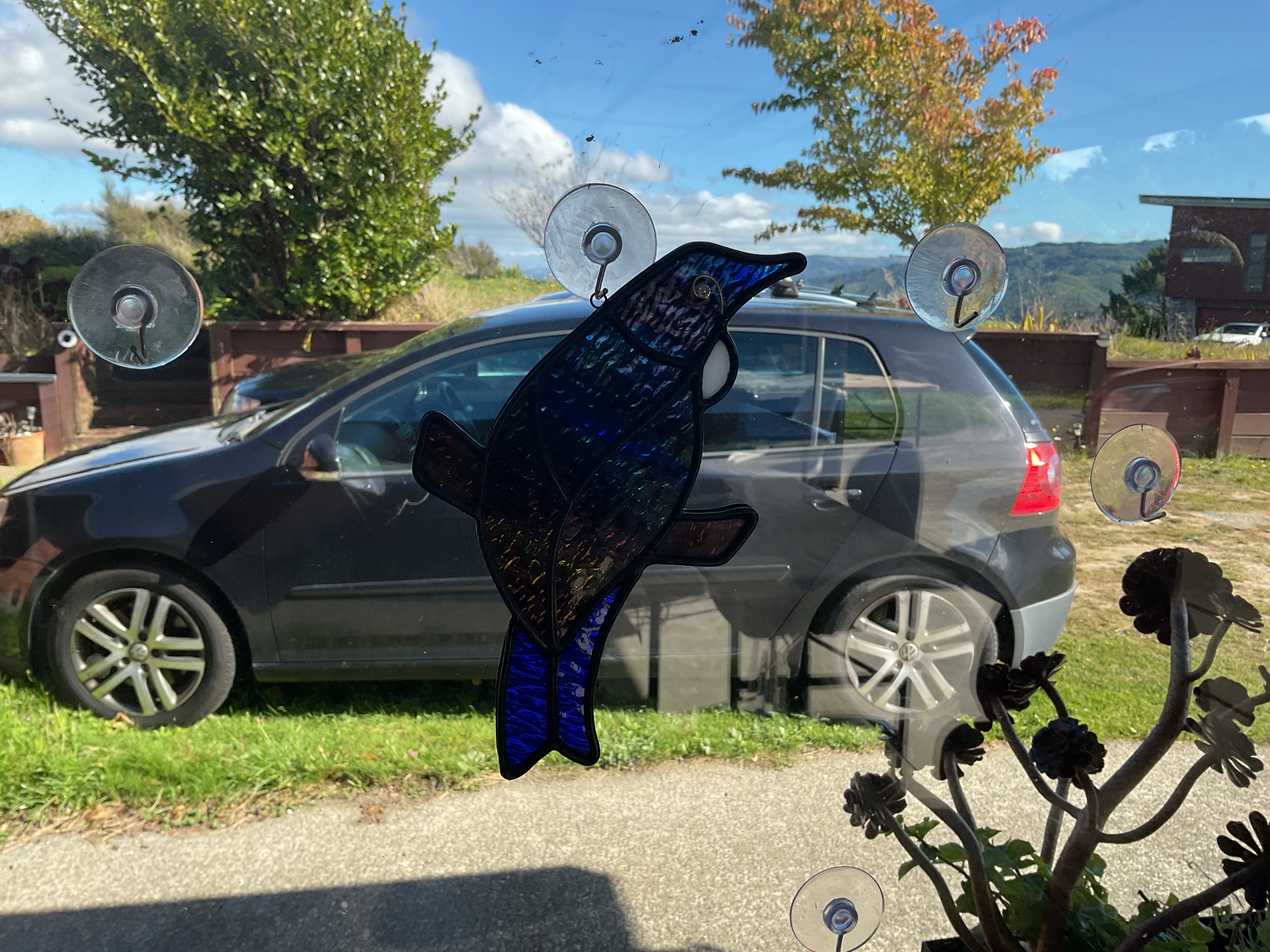 Stained Glass NZ Tui Bird Suncatcher