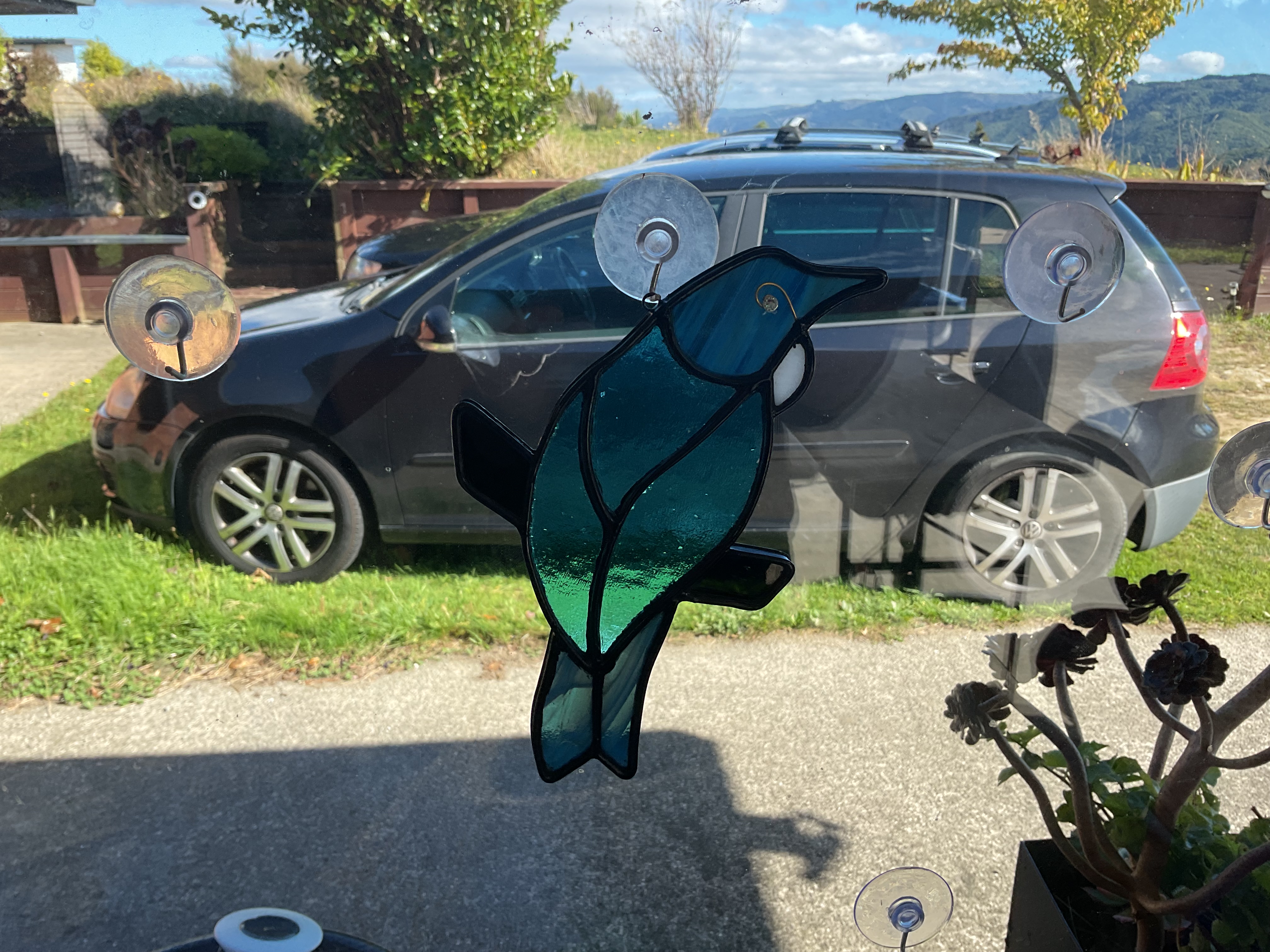 Stained Glass NZ Tui Bird Suncatcher