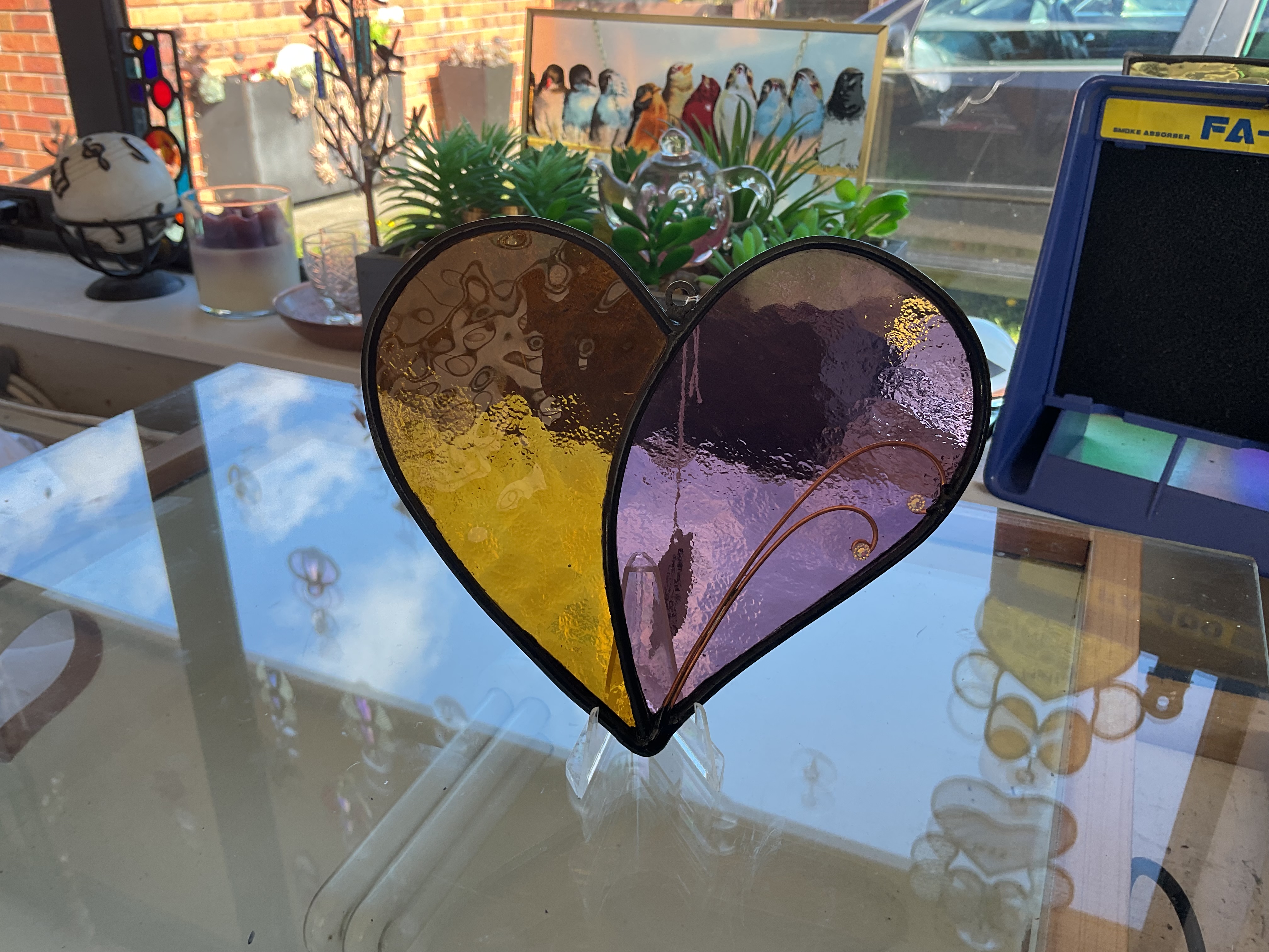 Heart-shaped stained glass art