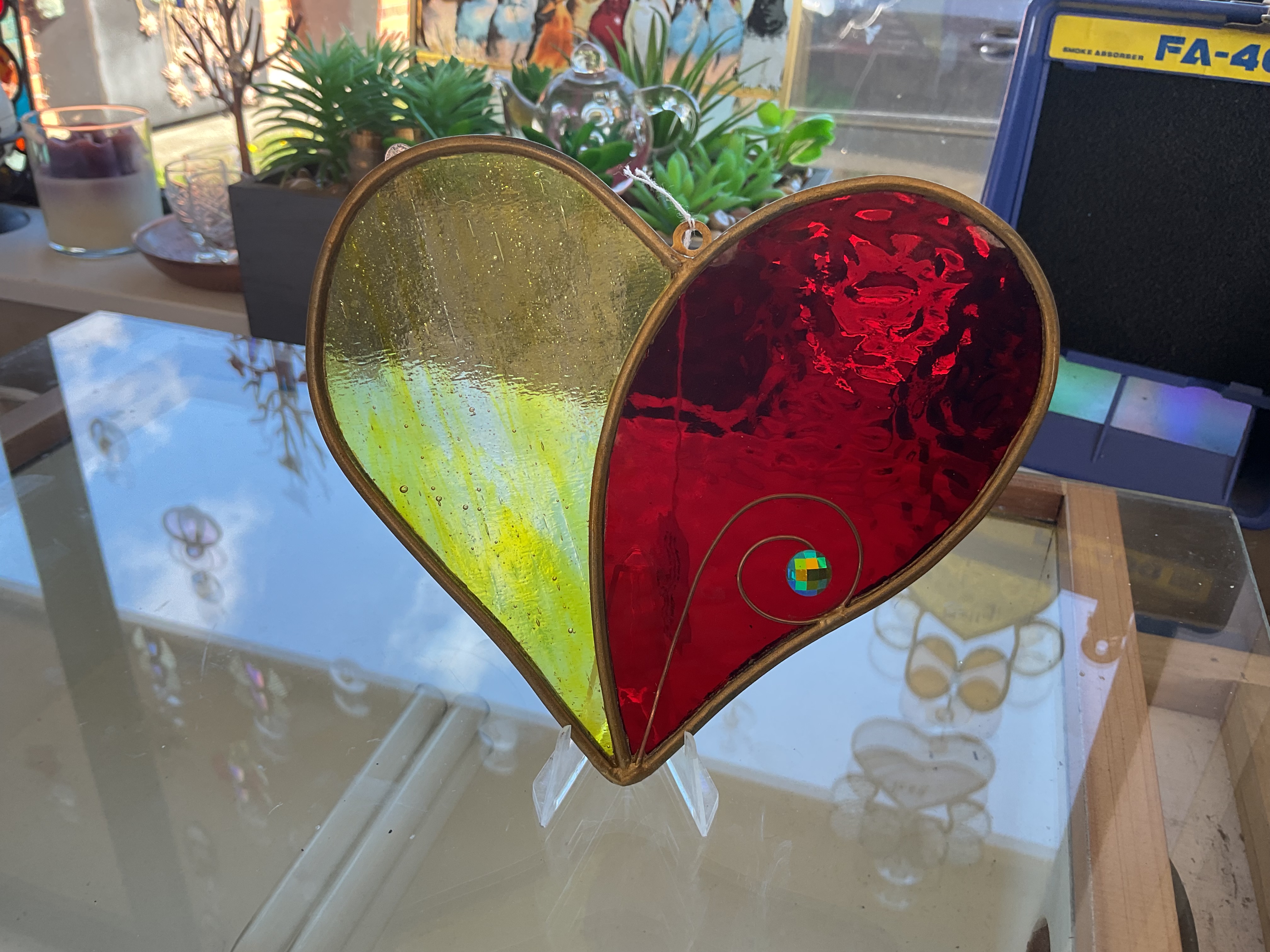 Heart-shaped stained glass art