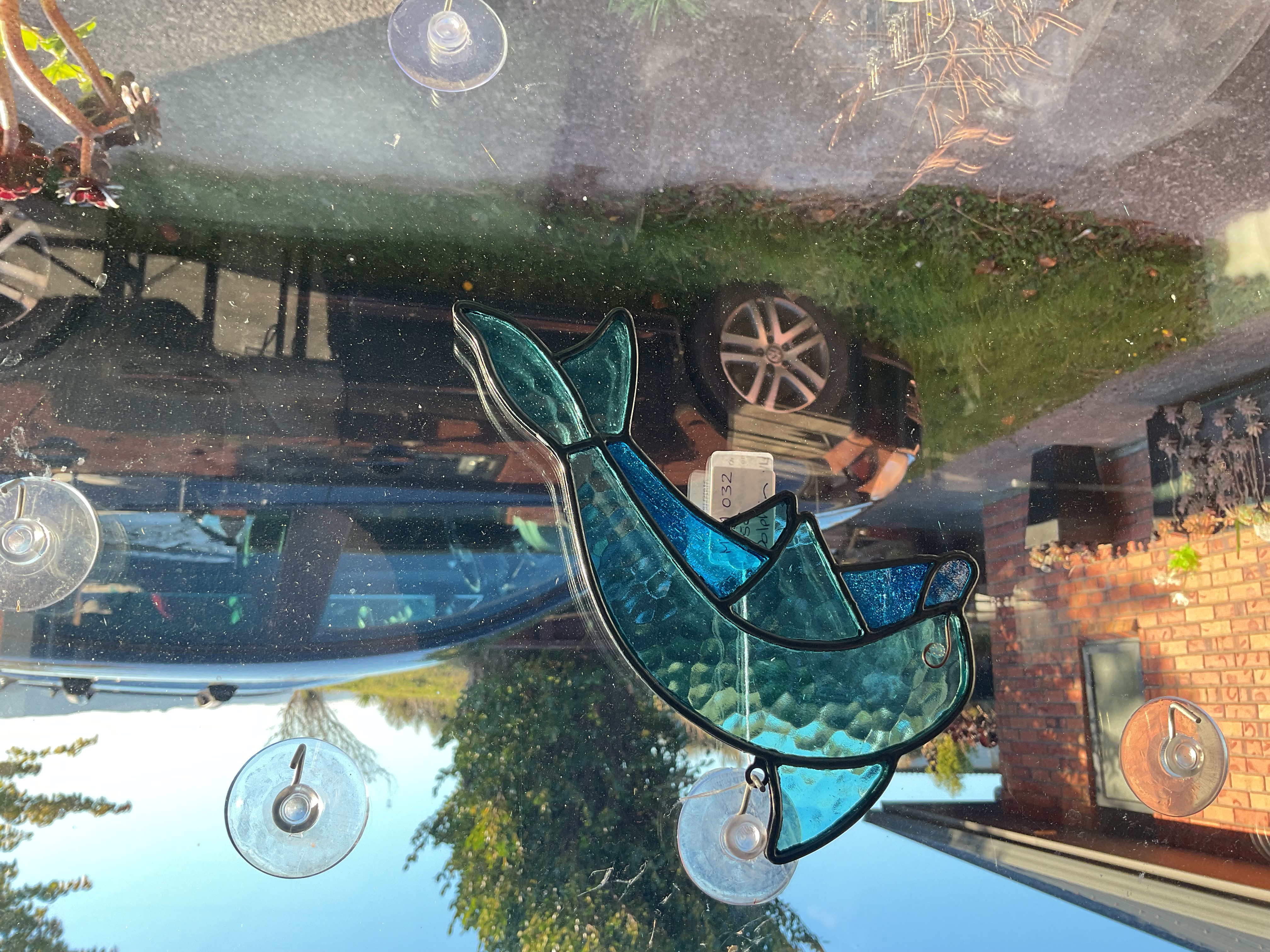 Blue Stained Glass Dolphin