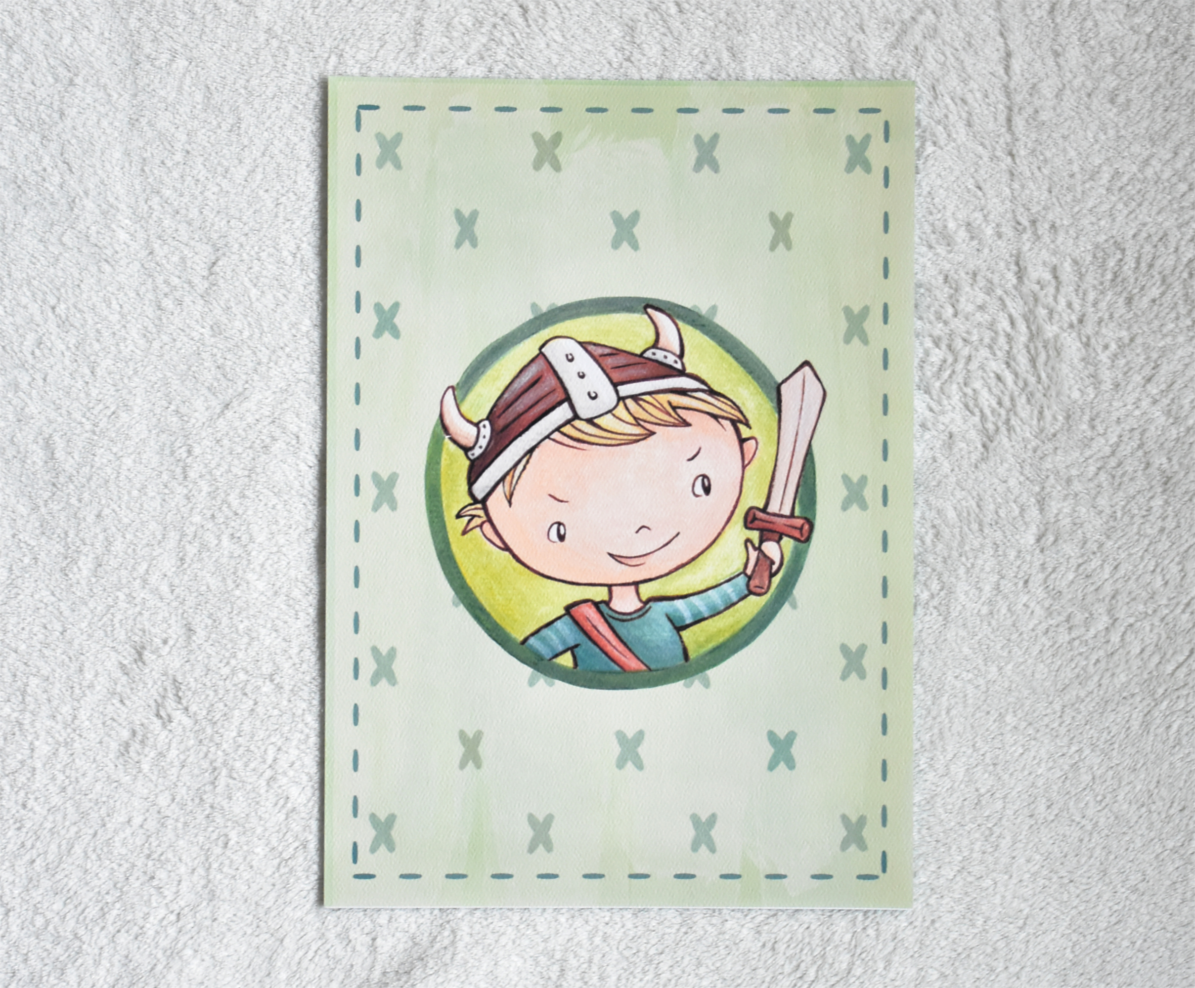 Kis viking fiú - Nyomtatott illusztráció 