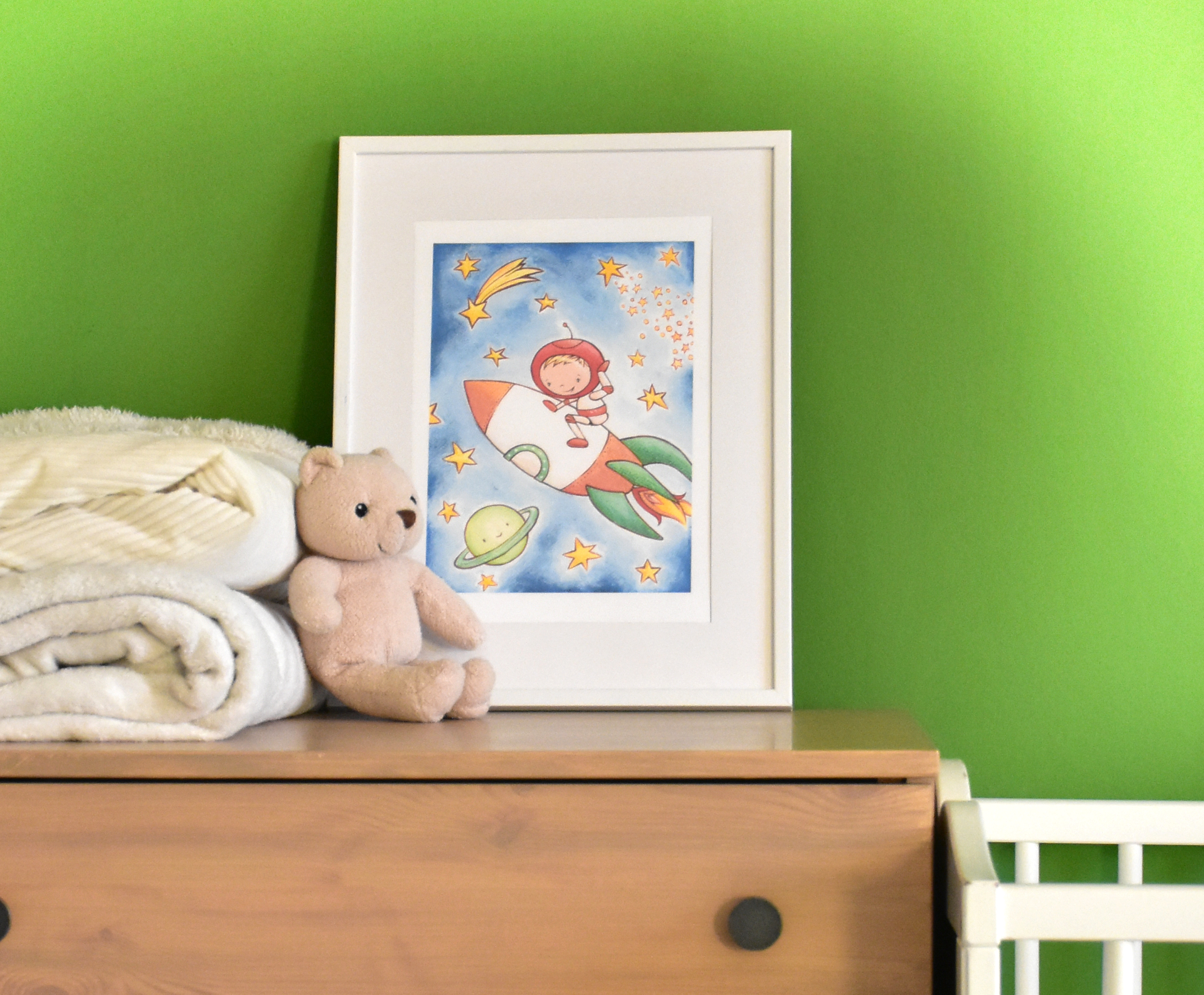 Kis űrhajós fiú - Nyomtatott illusztráció