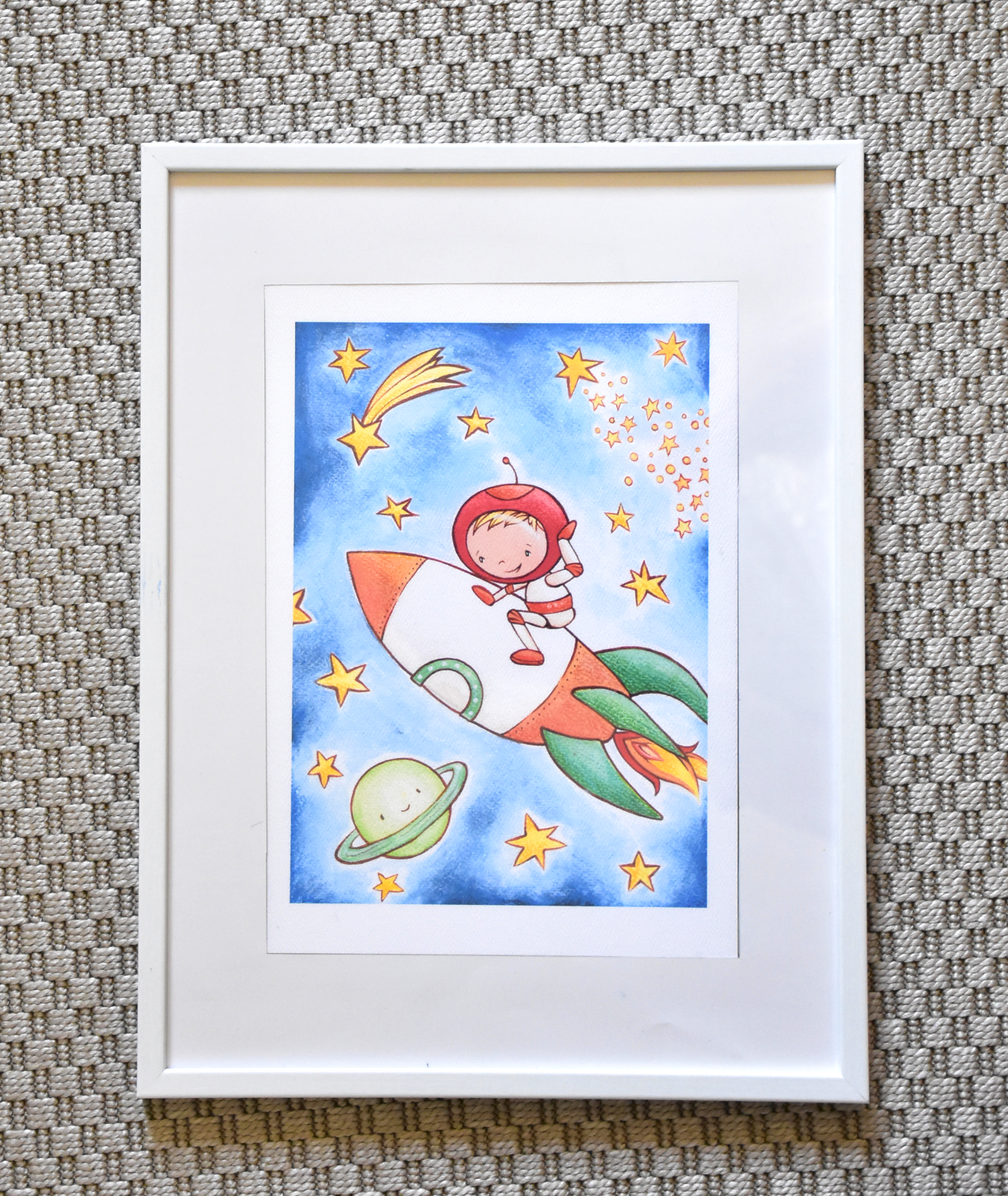 Kis űrhajós fiú - Nyomtatott illusztráció