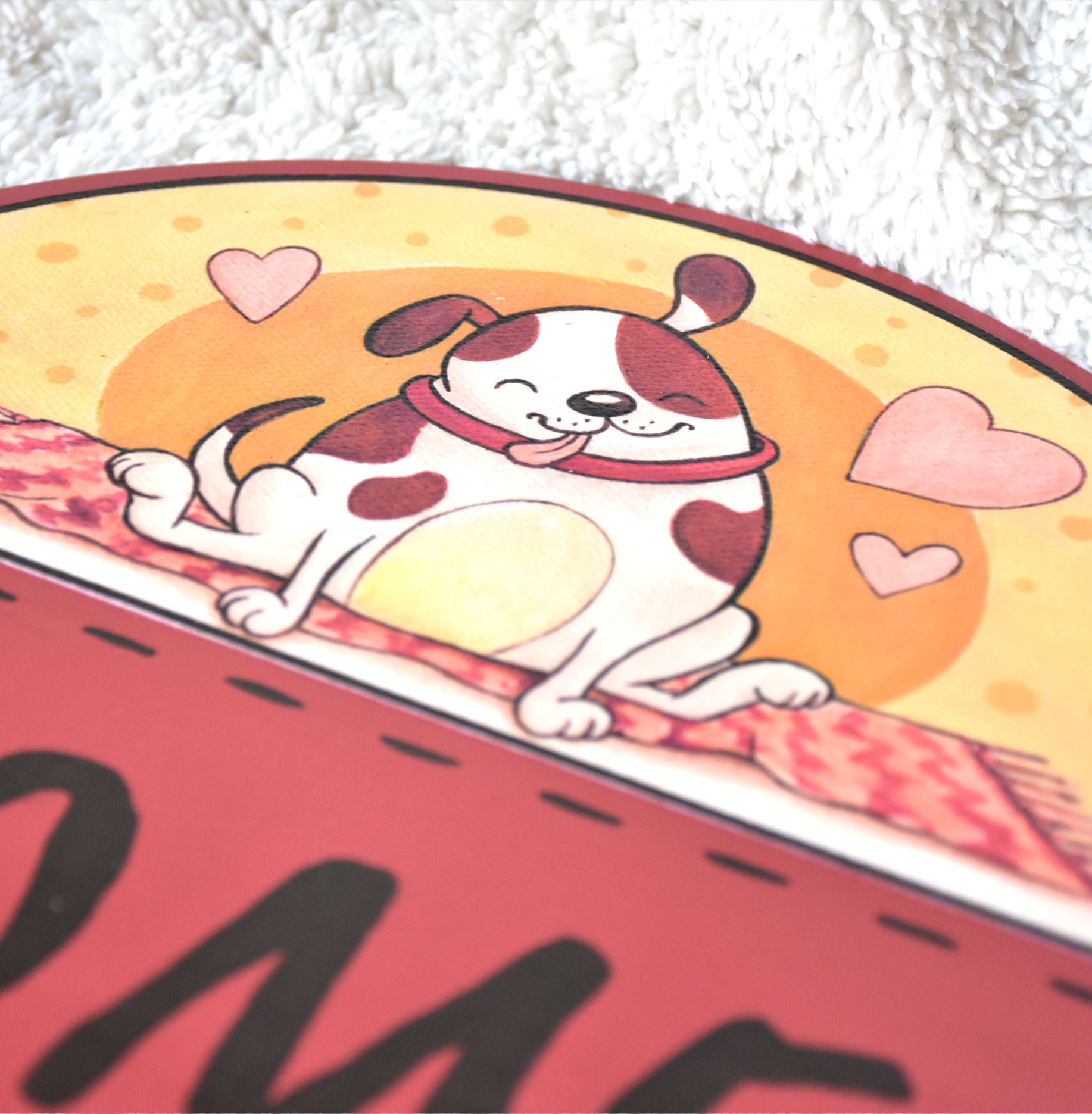 Vidám, várakozó kutyus - Ajtótábla