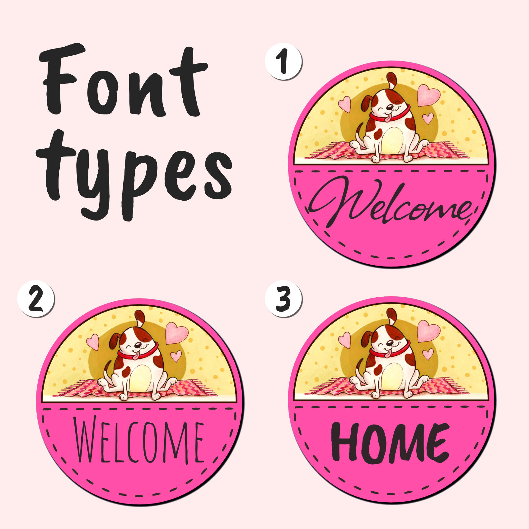 Vidám, várakozó kutyus - Ajtótábla