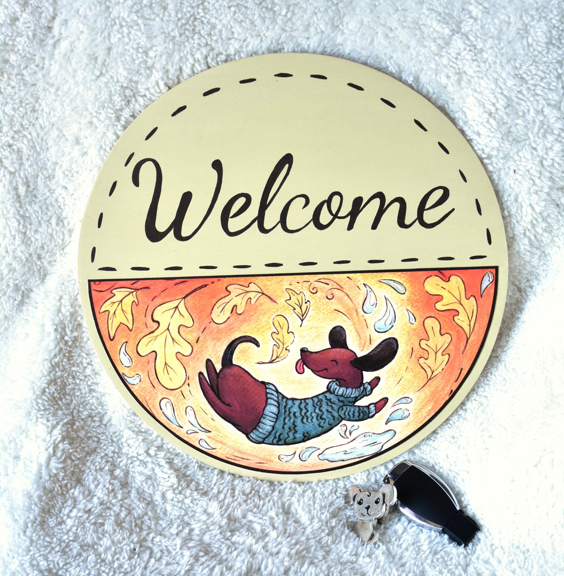 Vidám, ugráló tacsi - Ajtótábla