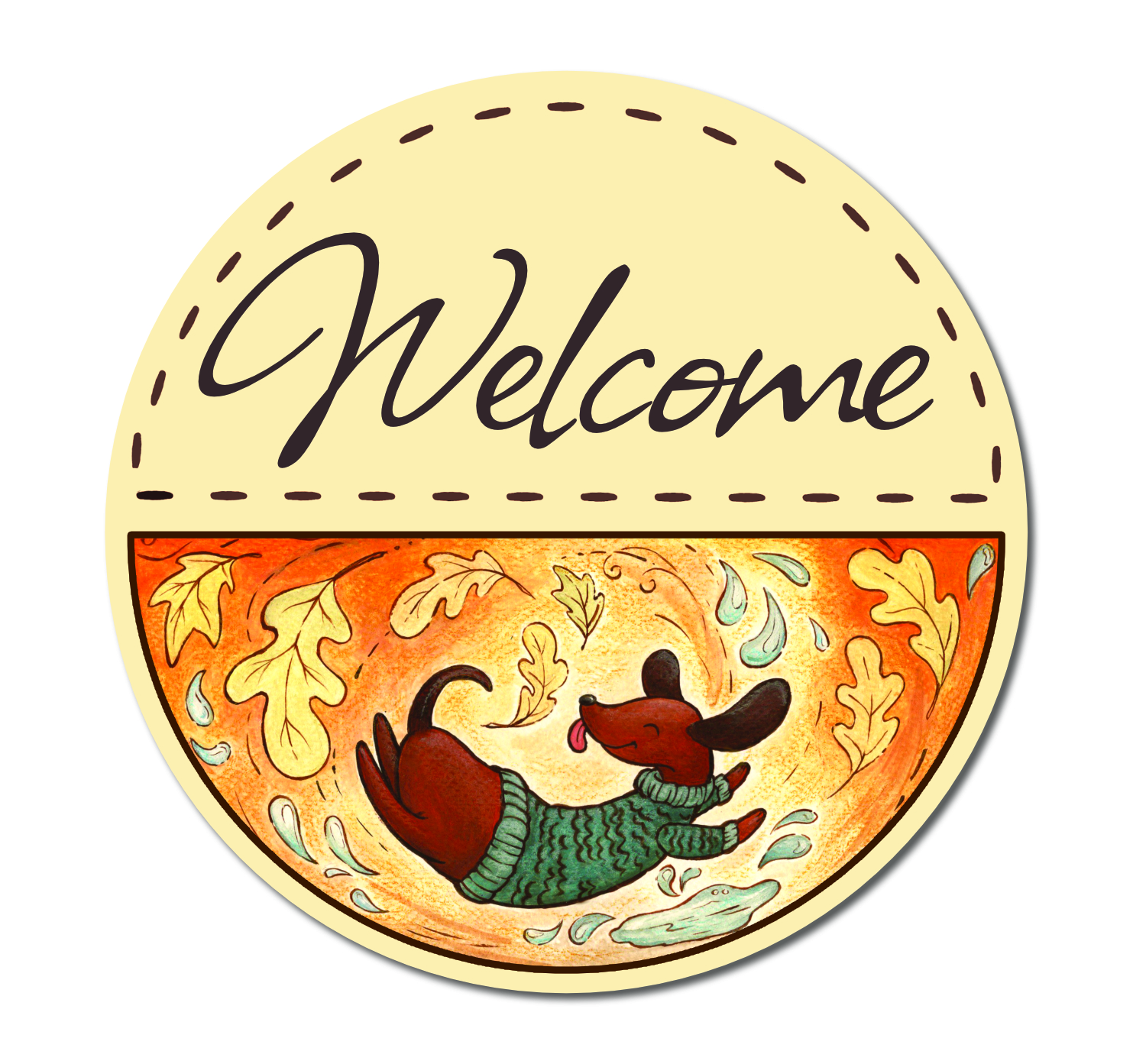 Vidám, ugráló tacsi - Ajtótábla