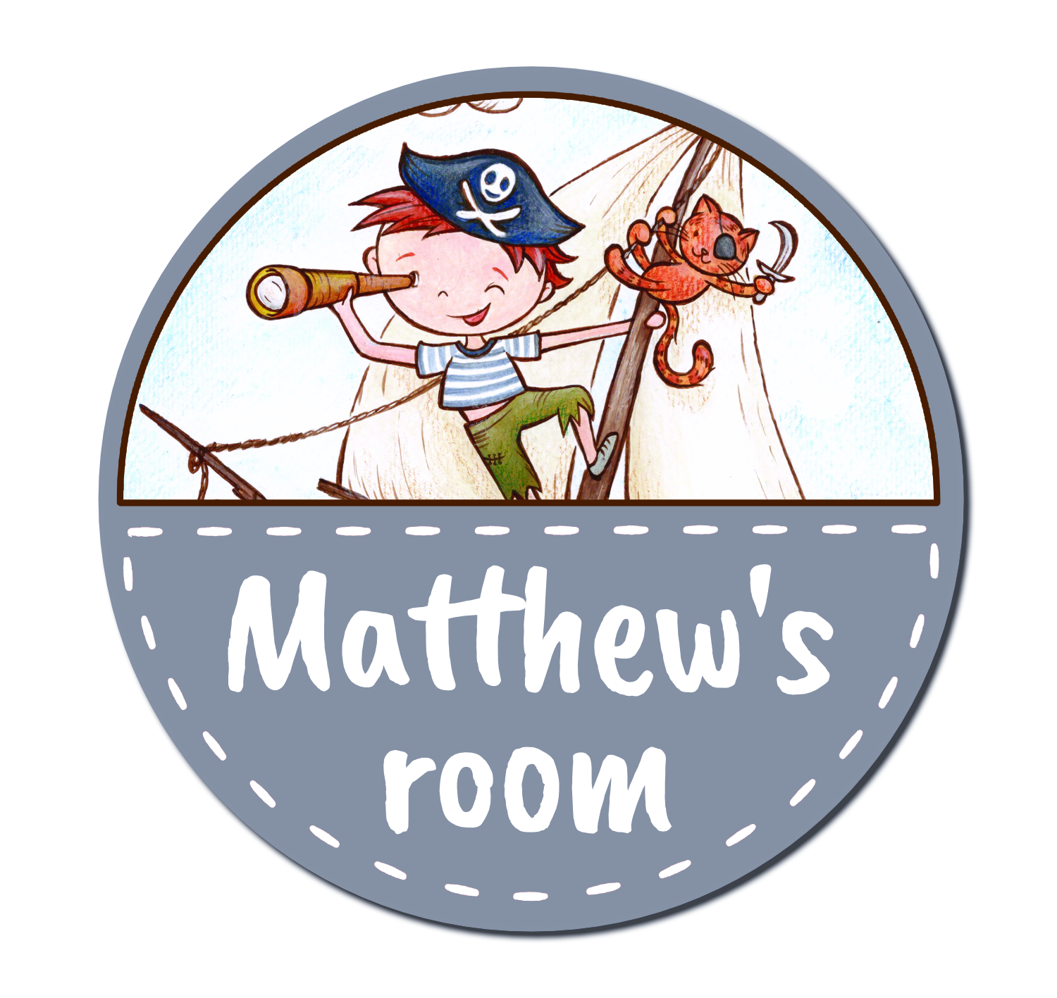 Kis kalóz fiú - Egyedi ajtótábla saját névvel