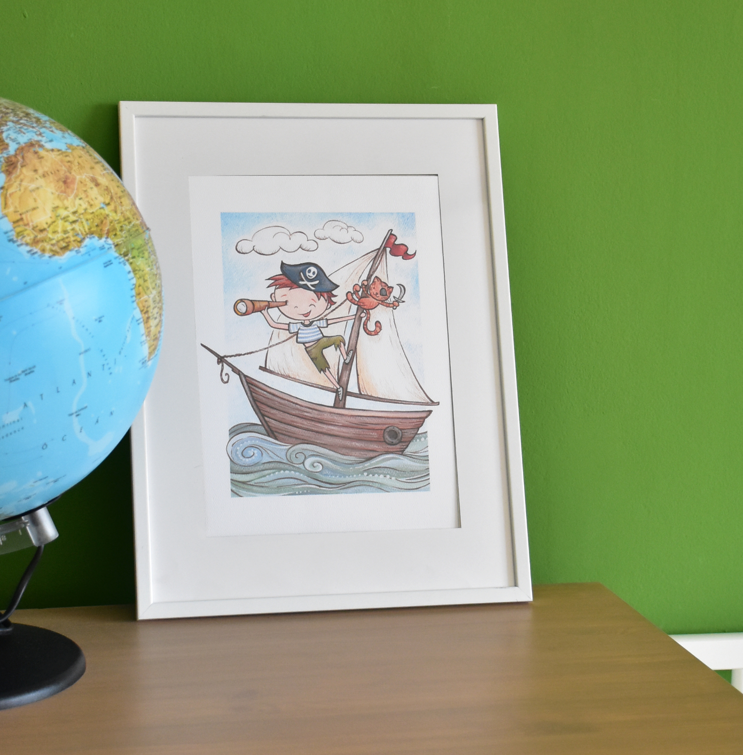 Kis kalóz fiú - Nyomtatott illusztráció