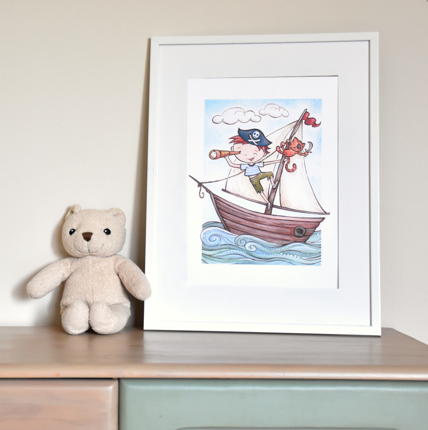 Kis kalóz fiú - Nyomtatott illusztráció