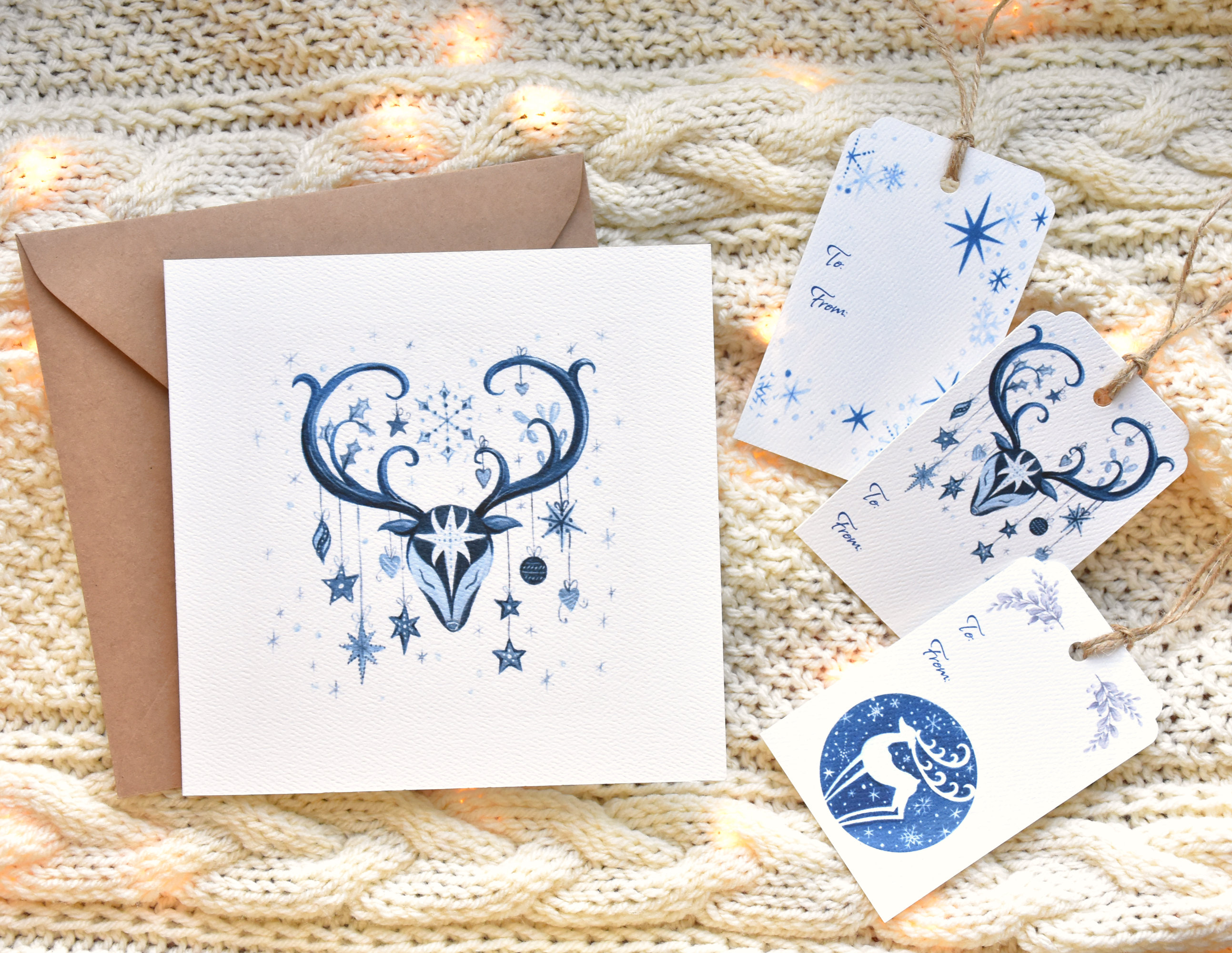 Téli szarvasok - Karácsonyi üdvözlő kártya szett