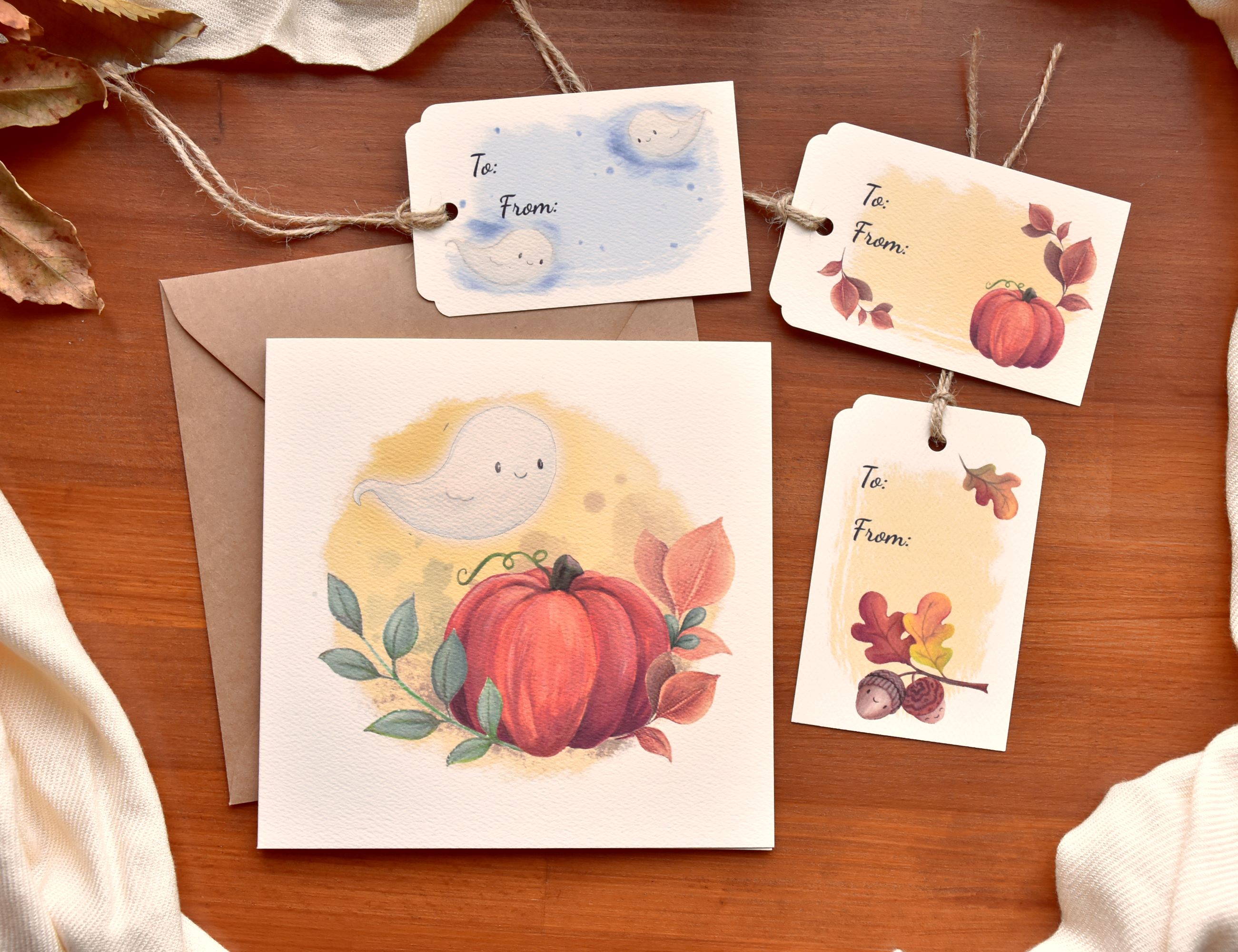 Halloween tök - Őszi üdvözlő kártya szett