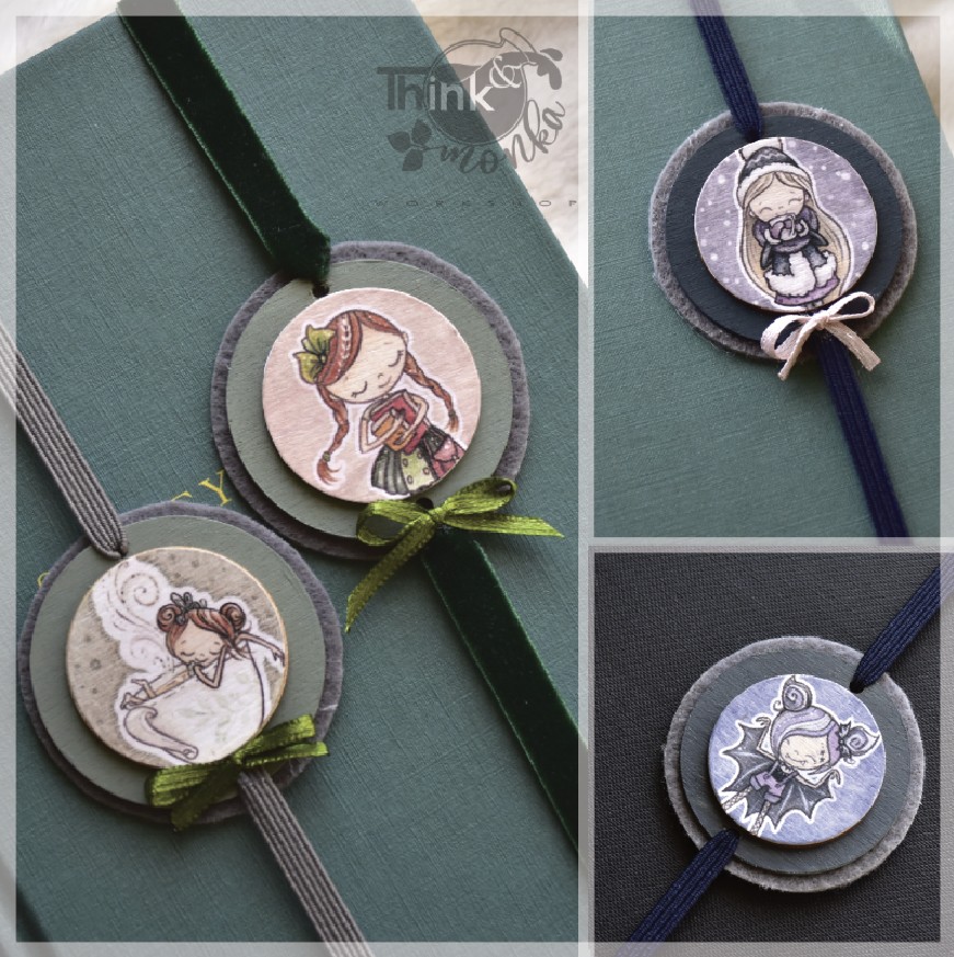 Gumis könyvjelző - Monka-lányok (ősz-tél)