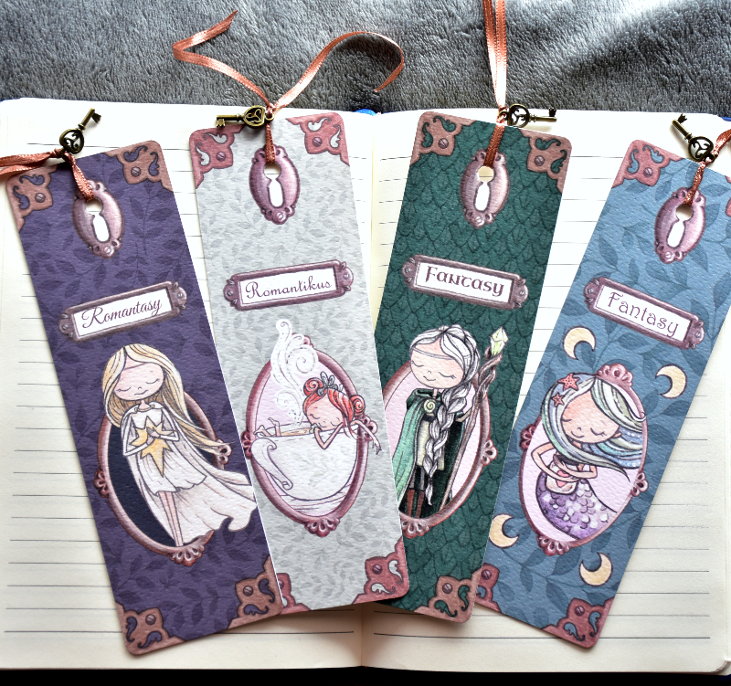 Színes Monka-lányok - kulcsos könyvjelző válogatás 2. 