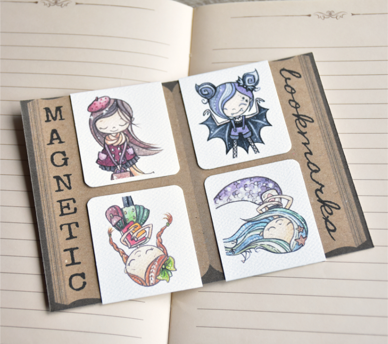 Színes Monka-lányok - mágneses könyvjelzők